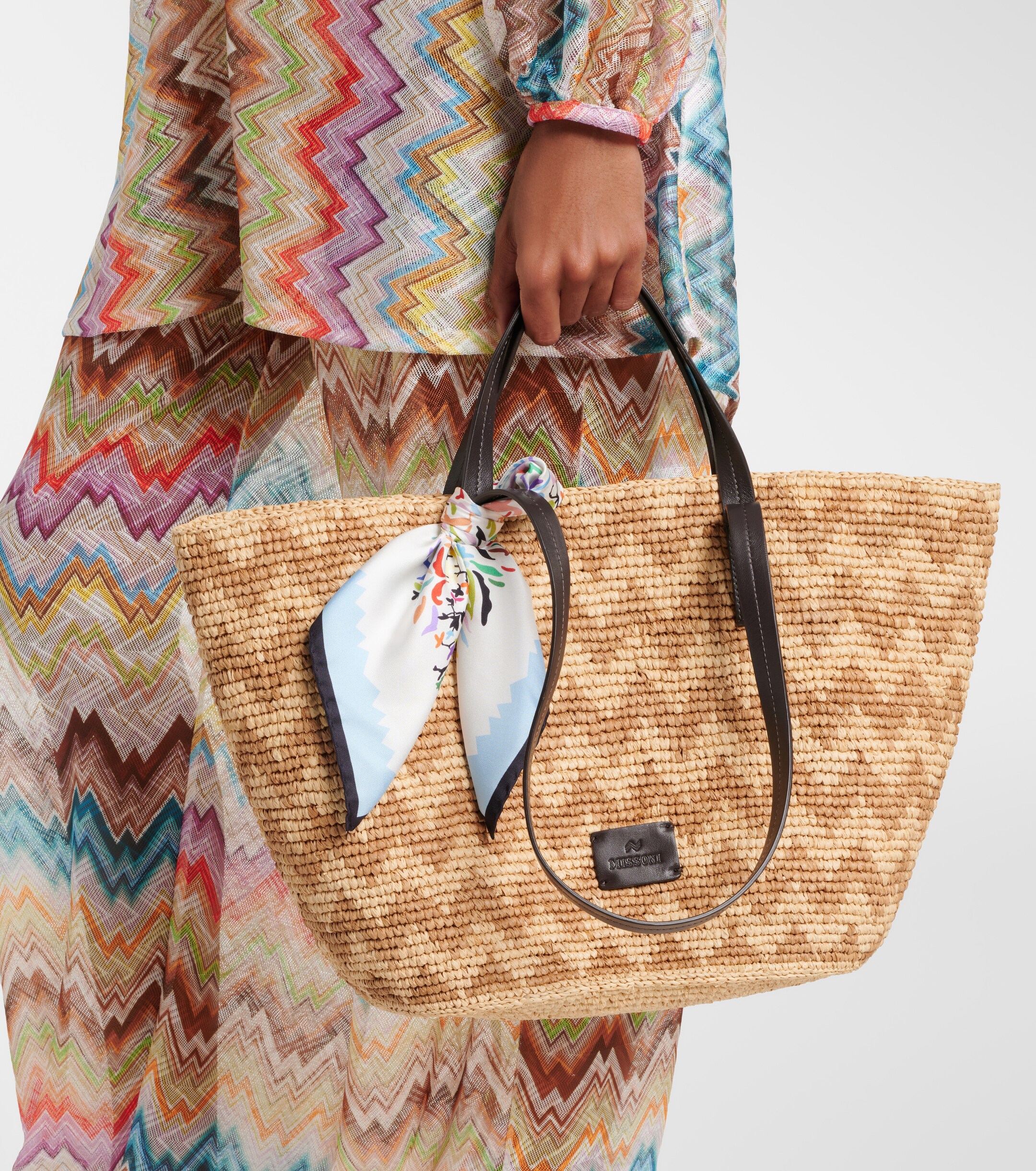Missoni Zigzag Large raffia basket bag