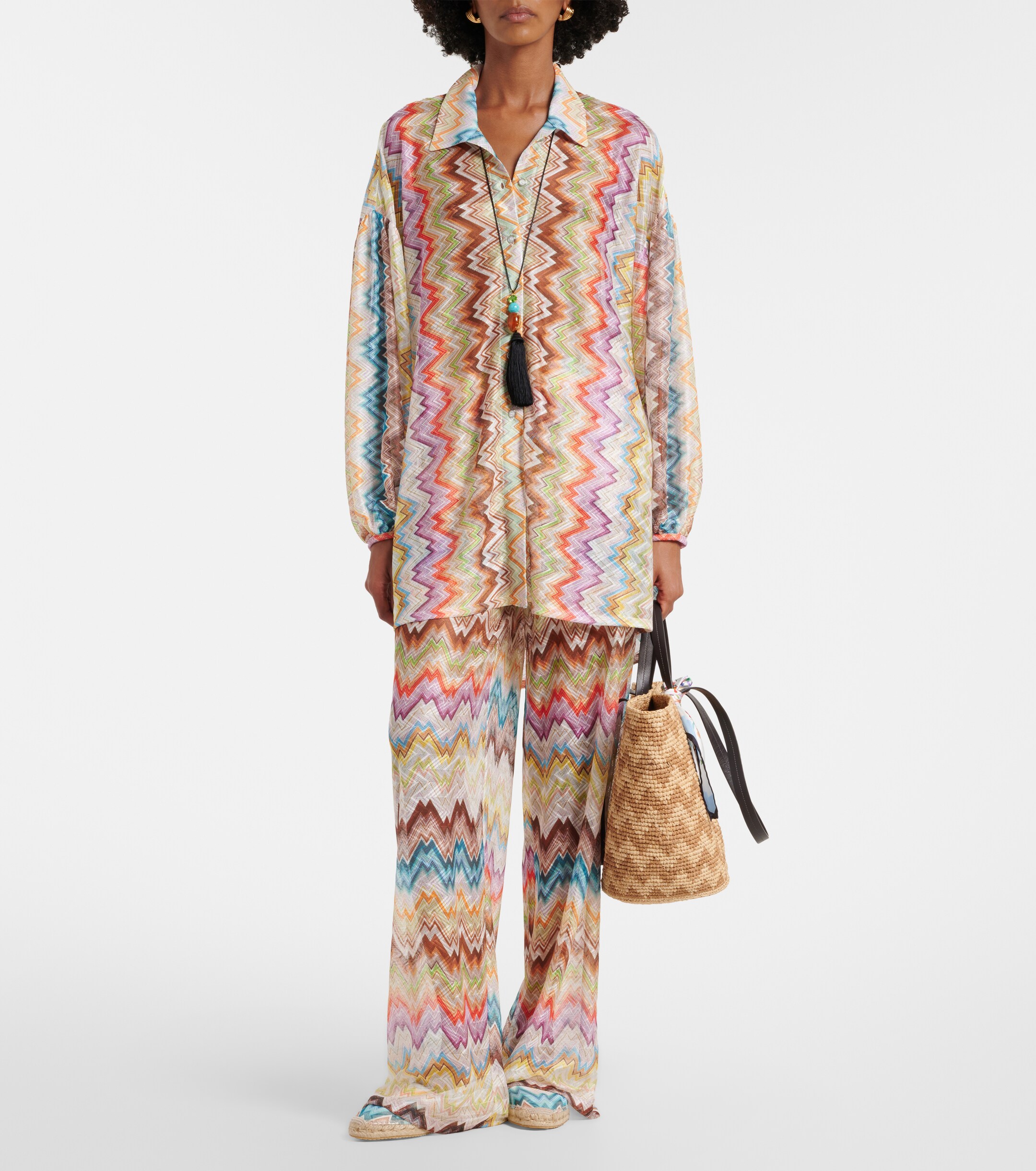 Missoni Zigzag Large raffia basket bag