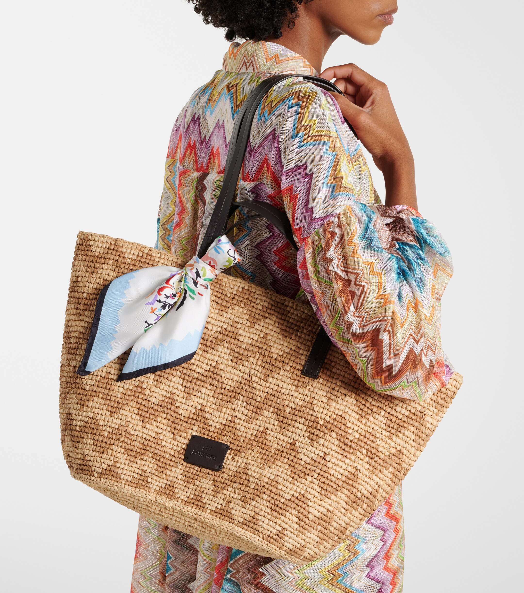 Missoni Zigzag Large raffia basket bag