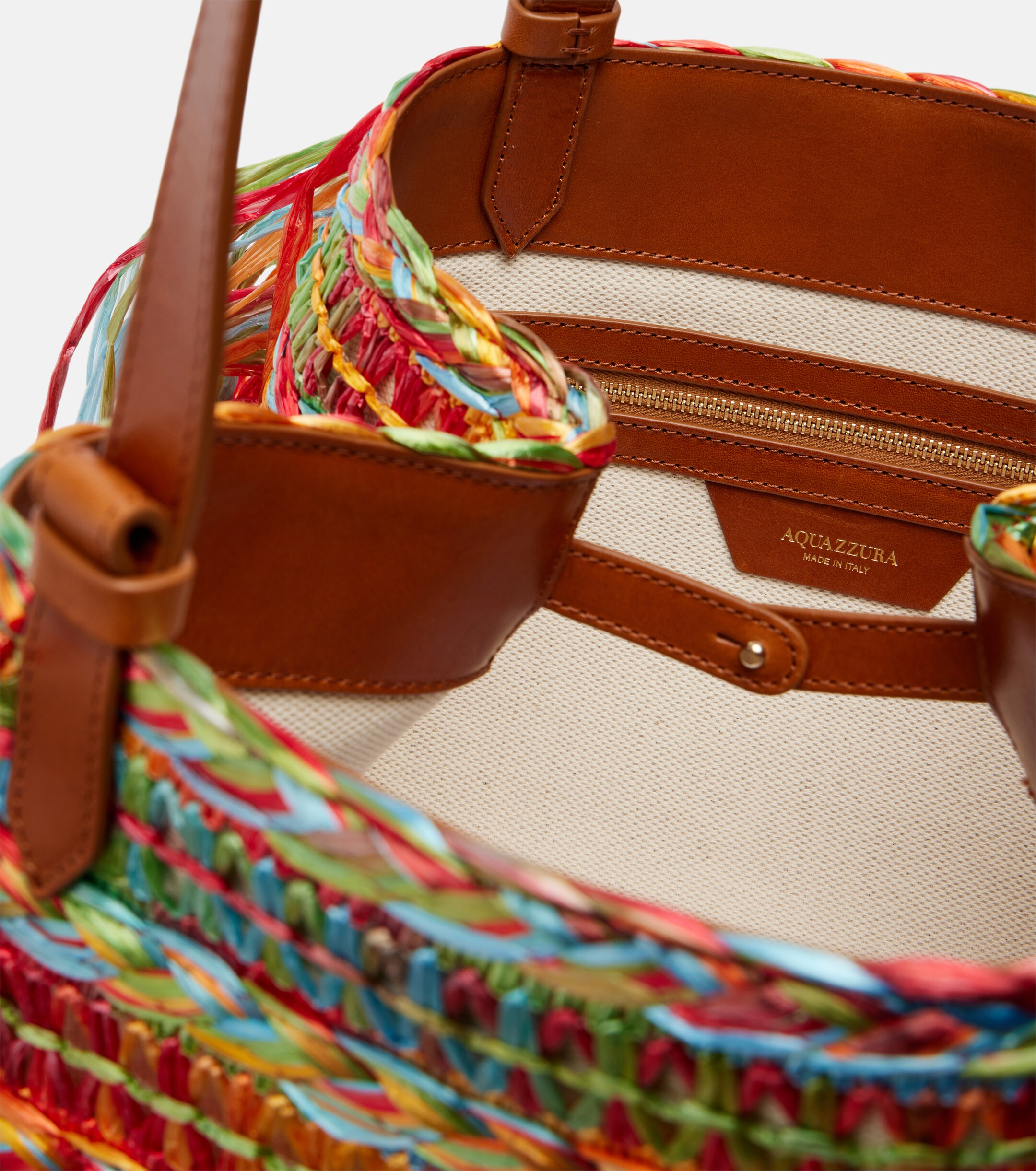 AQUAZZURA Trancoso fringed raffia tote bag