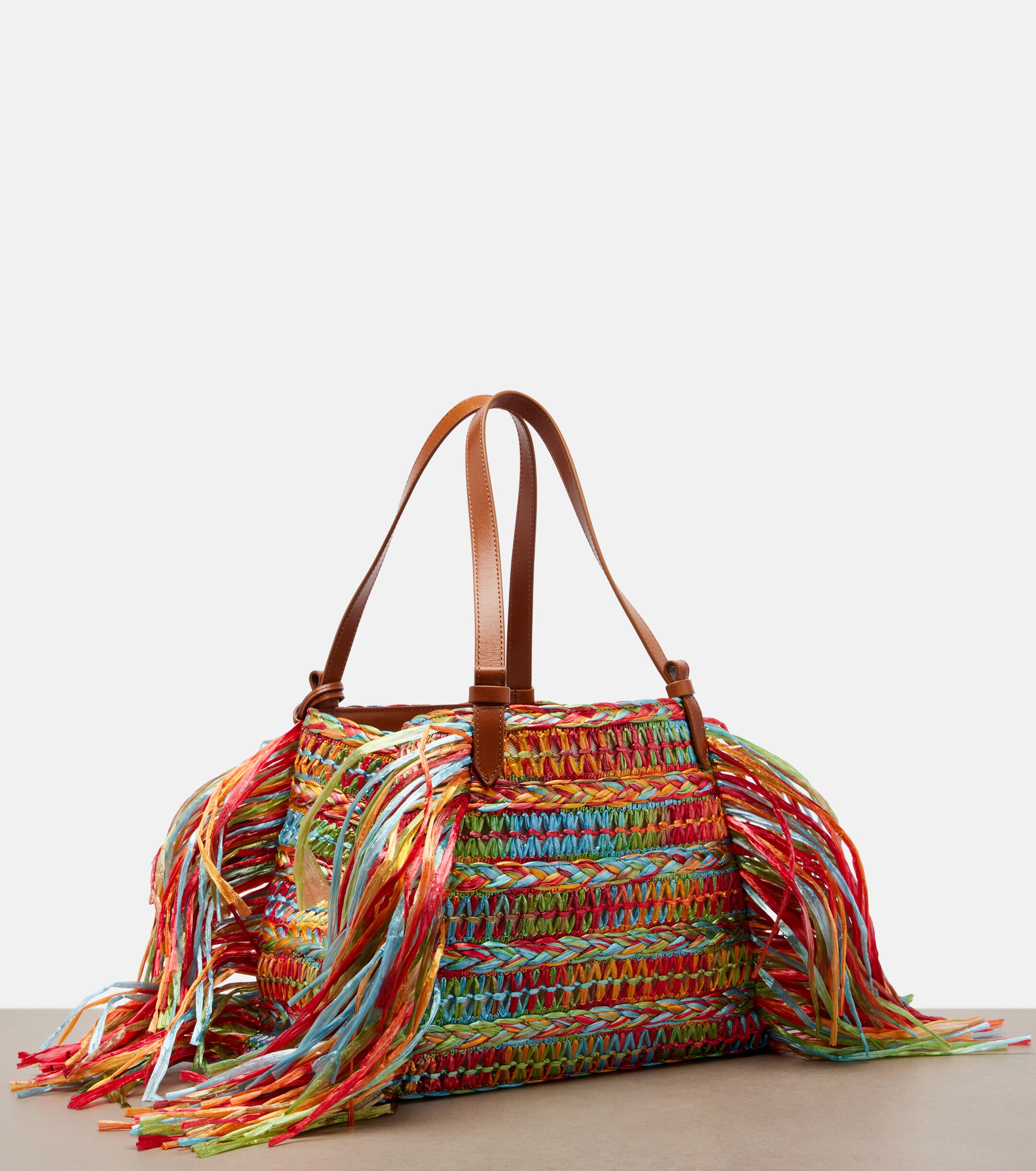 AQUAZZURA Trancoso fringed raffia tote bag