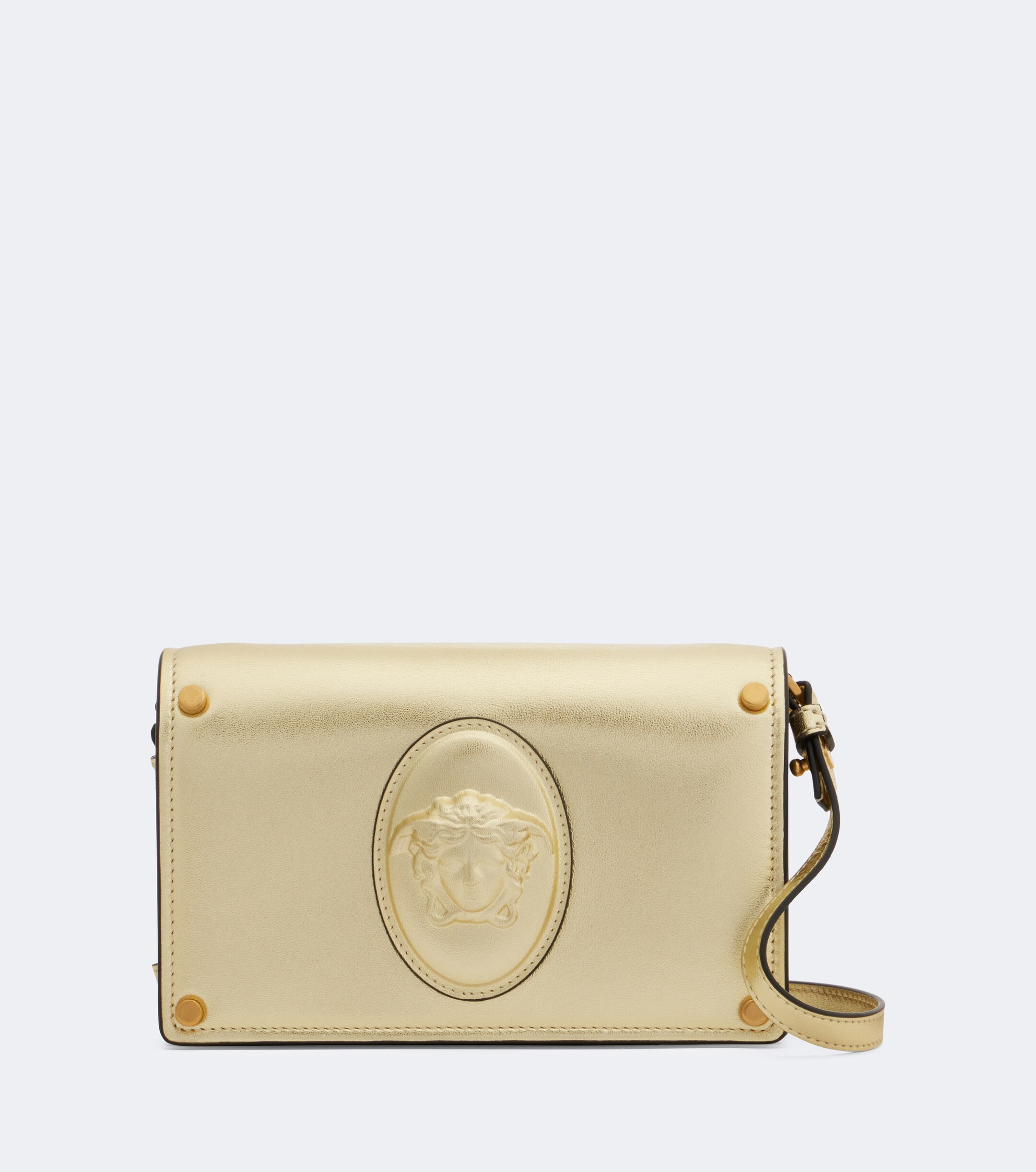 Versace Medusa Small metallic leather clutch