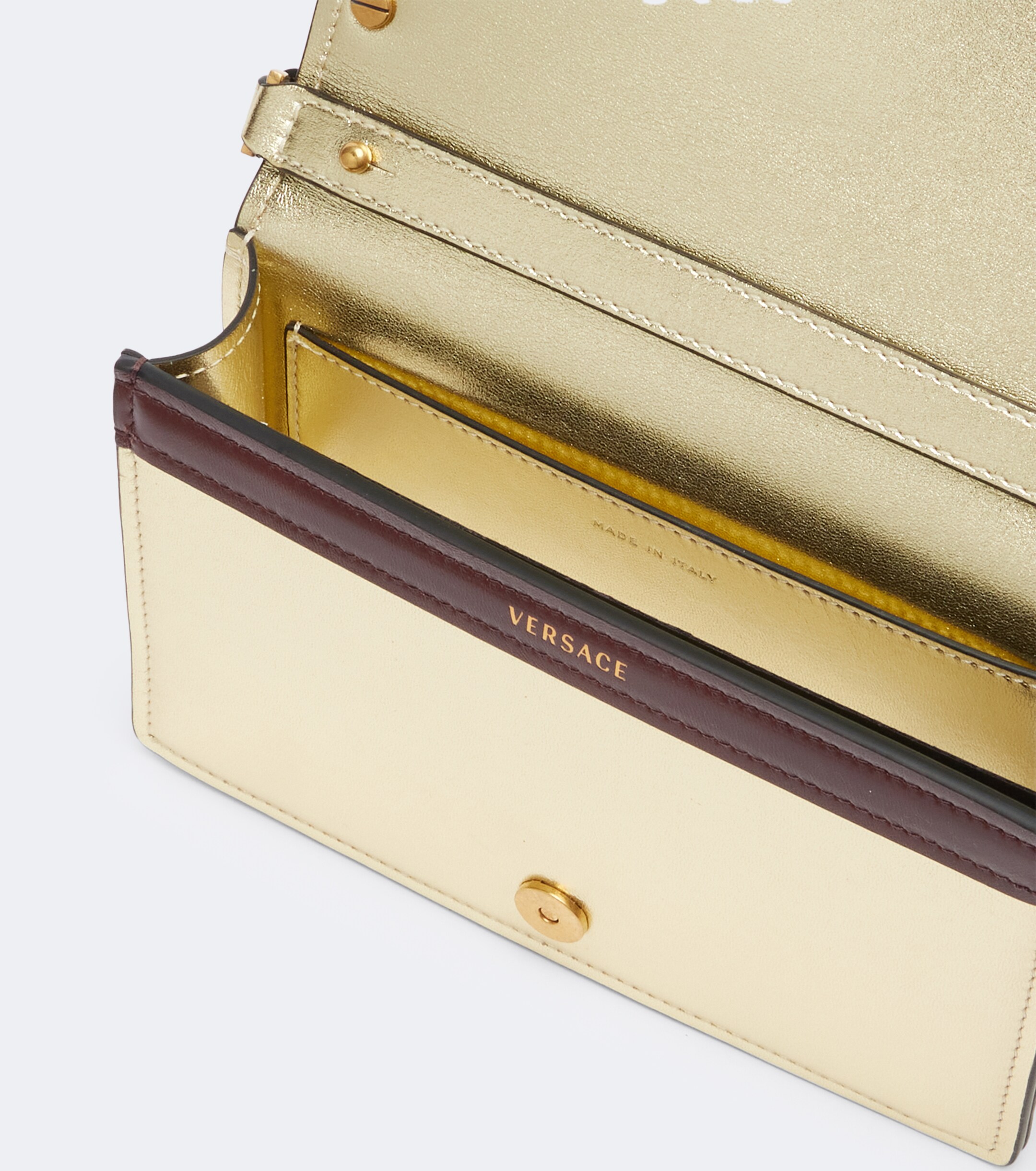 Versace Medusa Small metallic leather clutch