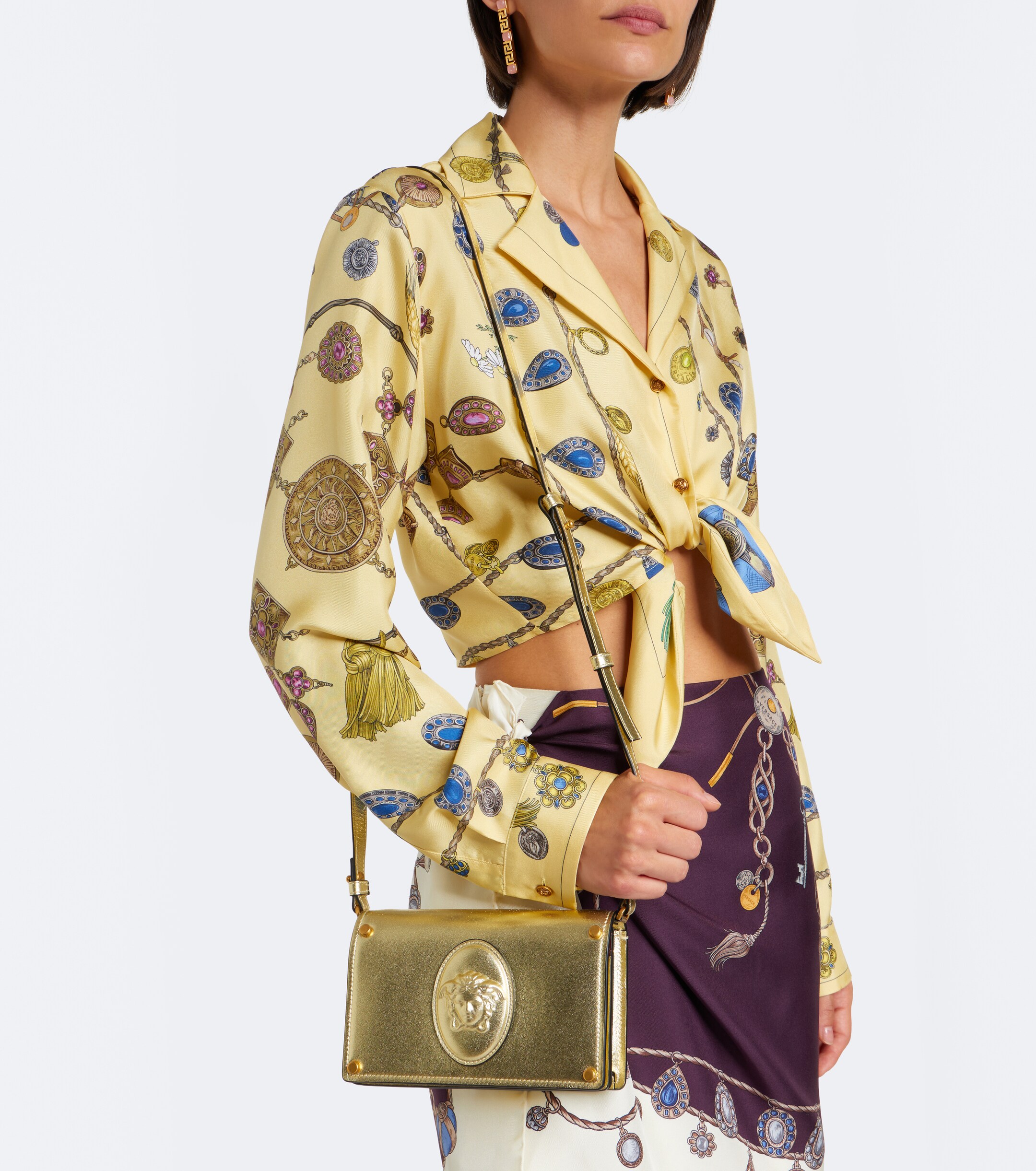 Versace Medusa Small metallic leather clutch
