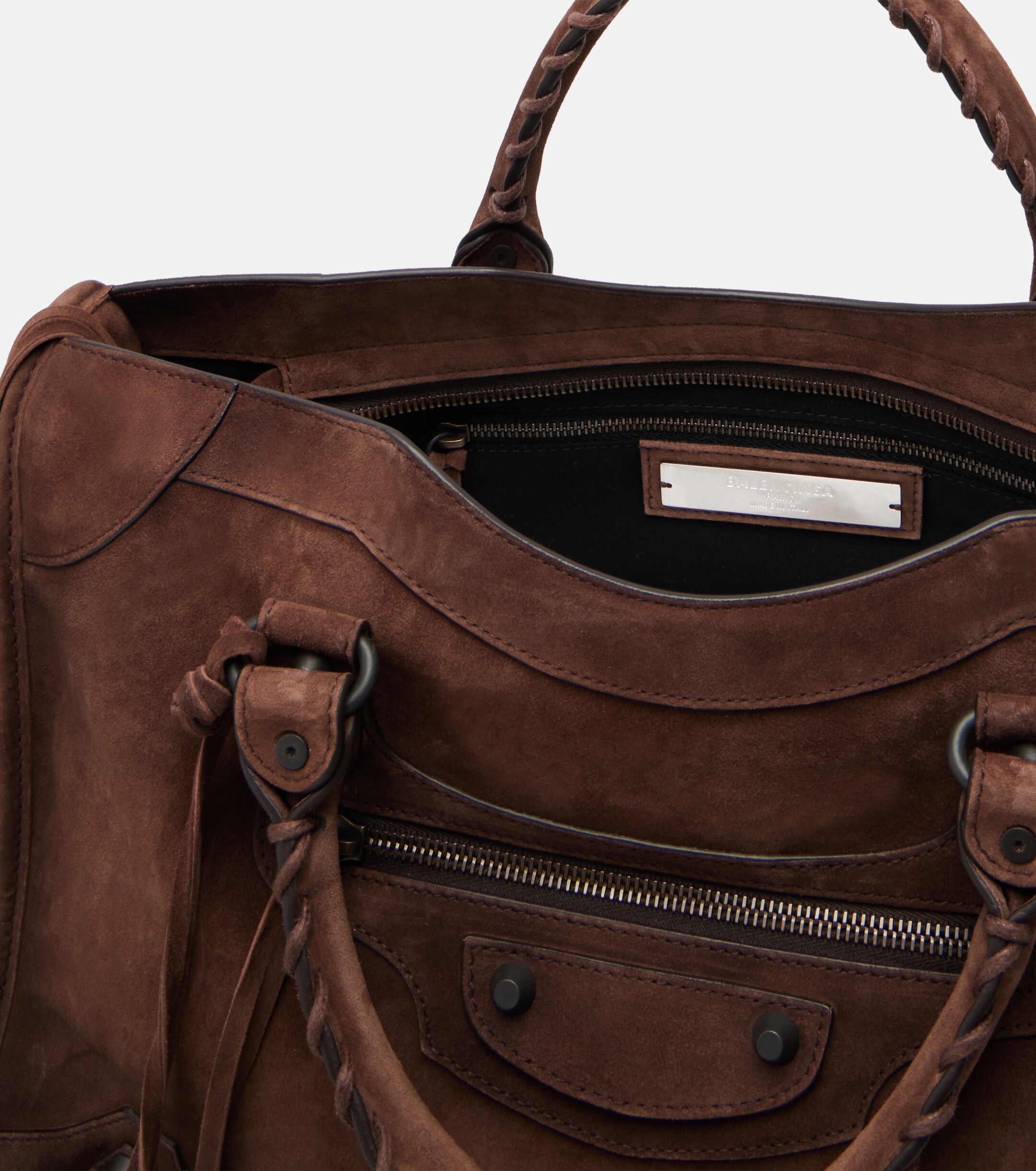 Balenciaga Le City Medium suede top-handle bag