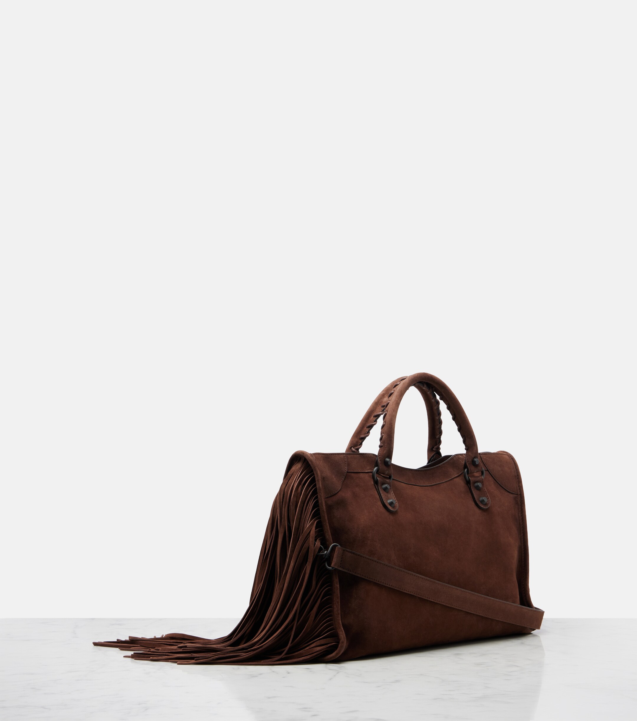 Balenciaga Le City Medium suede top-handle bag