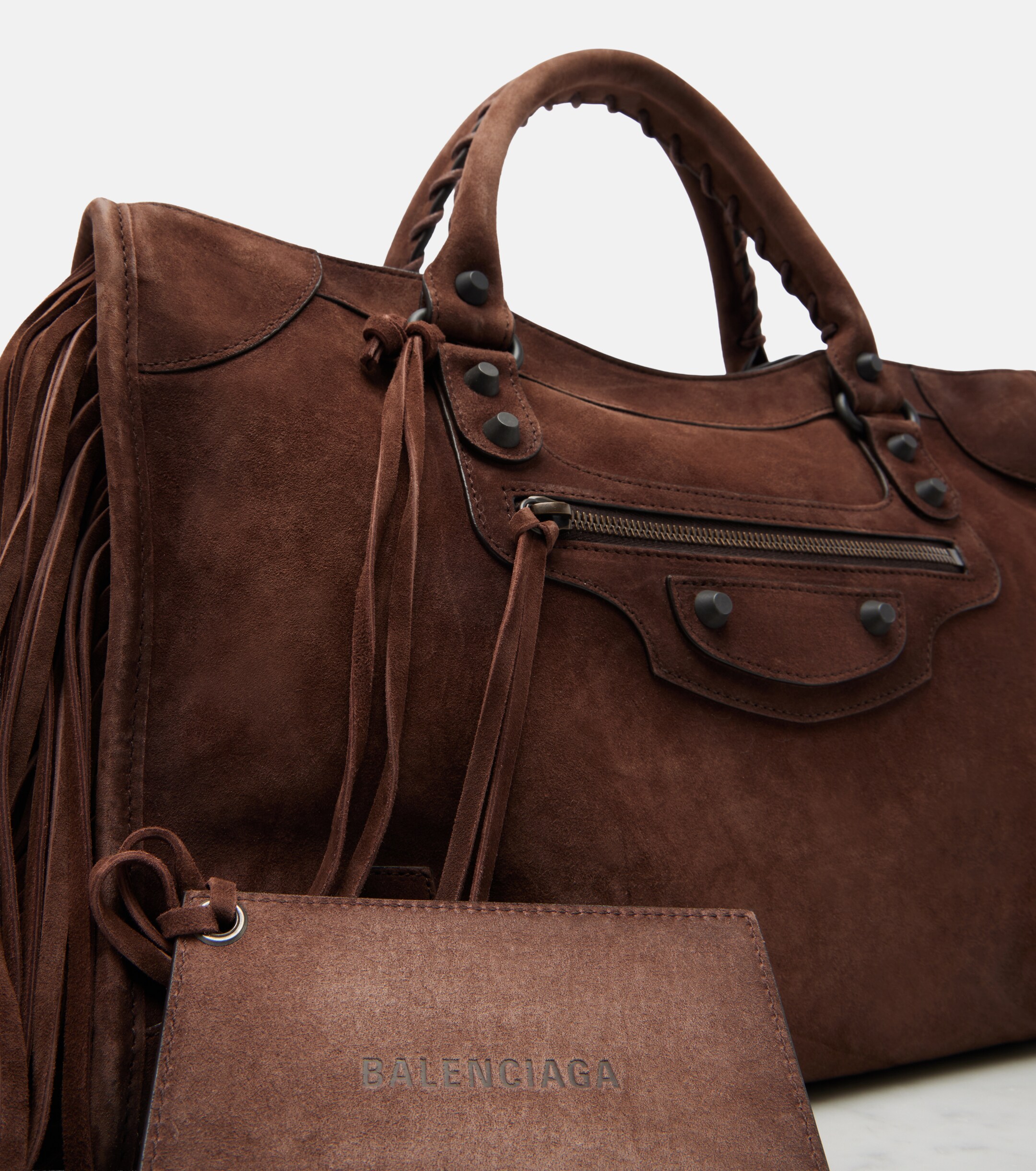 Balenciaga Le City Medium suede top-handle bag