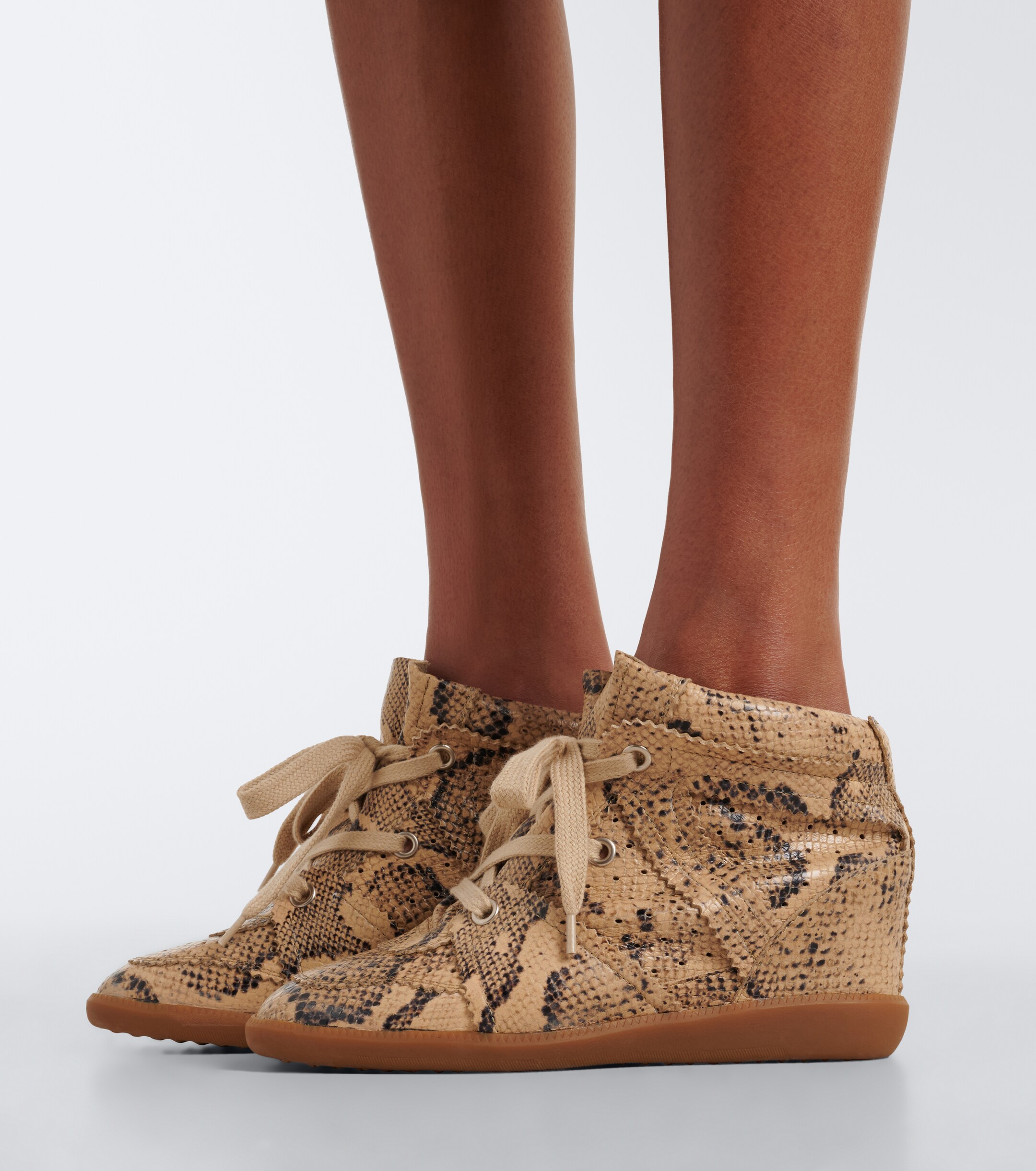 Isabel Marant Isabel Marant Bobby snake-effect leather wedge sneakers