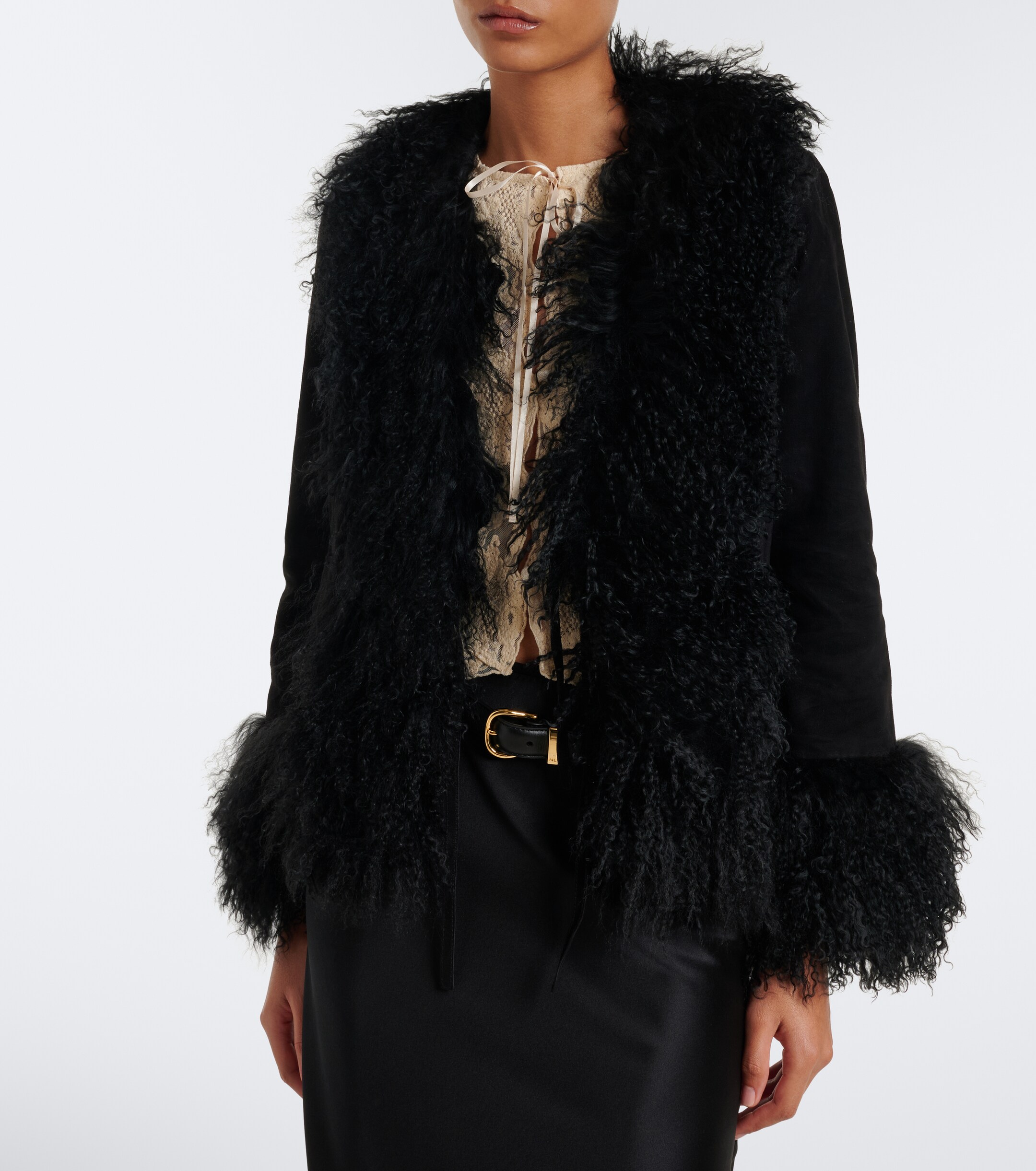 RIXO Rixo Sammy shearling-trimmed suede jacket