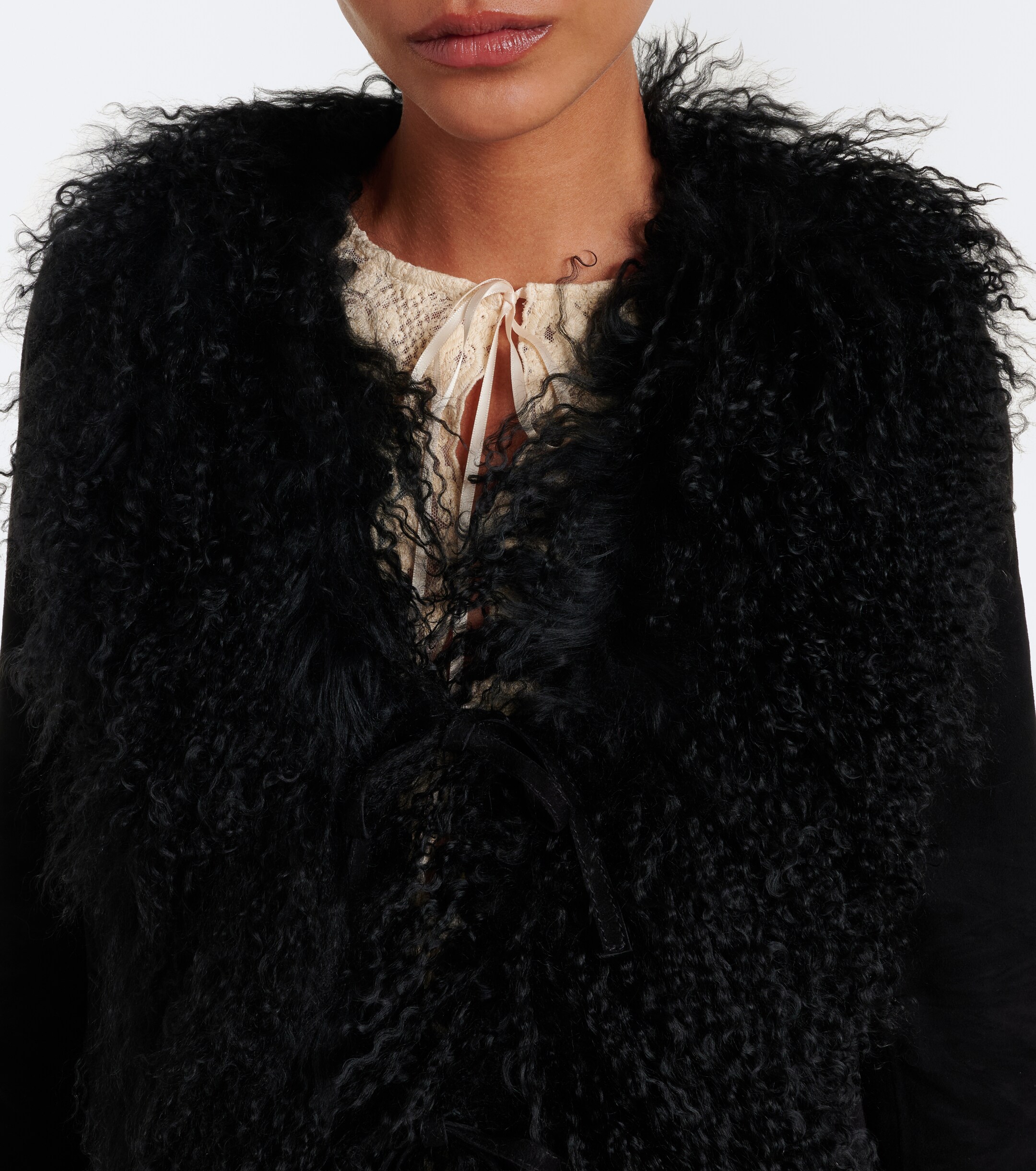 RIXO Rixo Sammy shearling-trimmed suede jacket