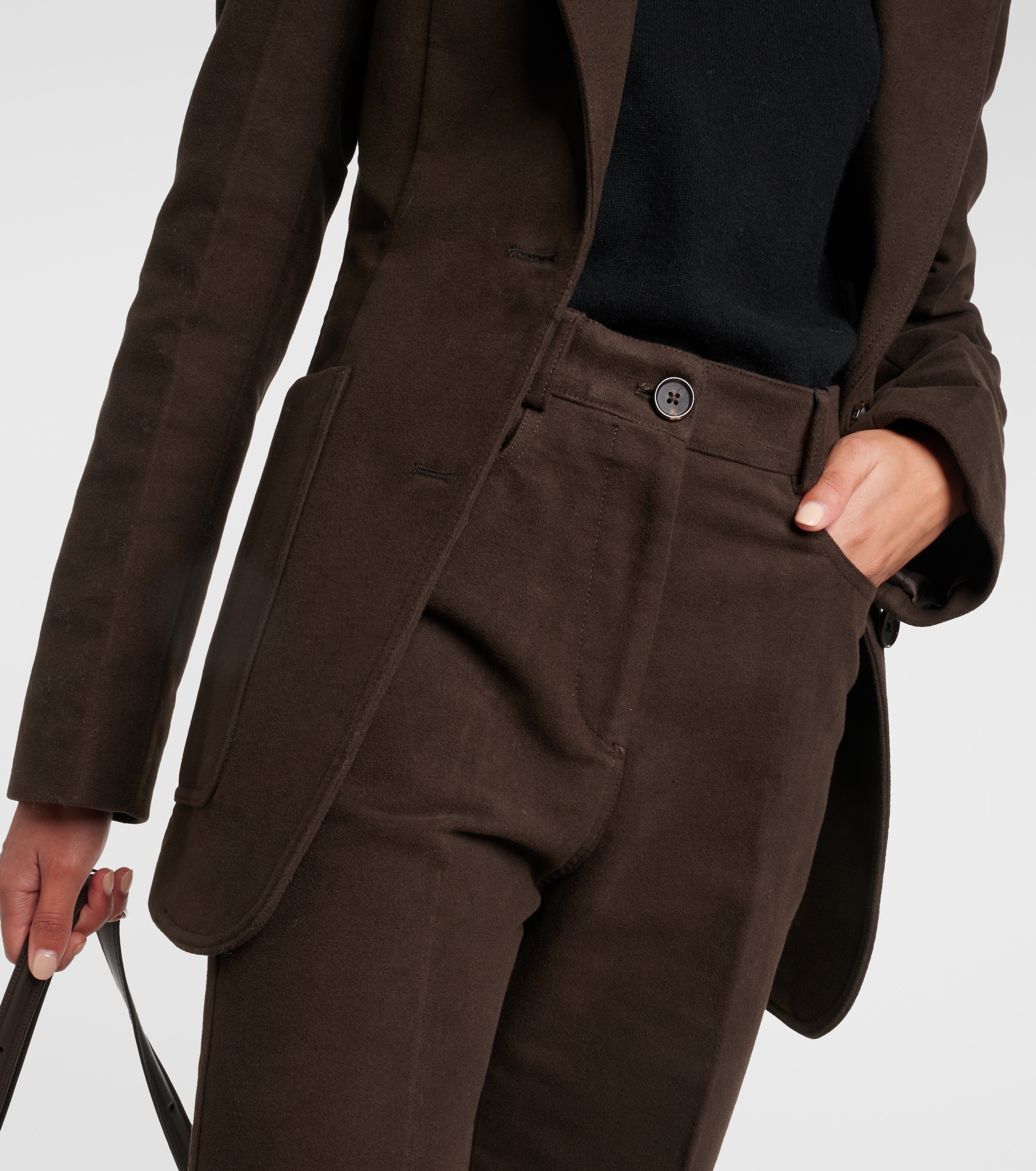 TOTEME High-rise velour straight pants 