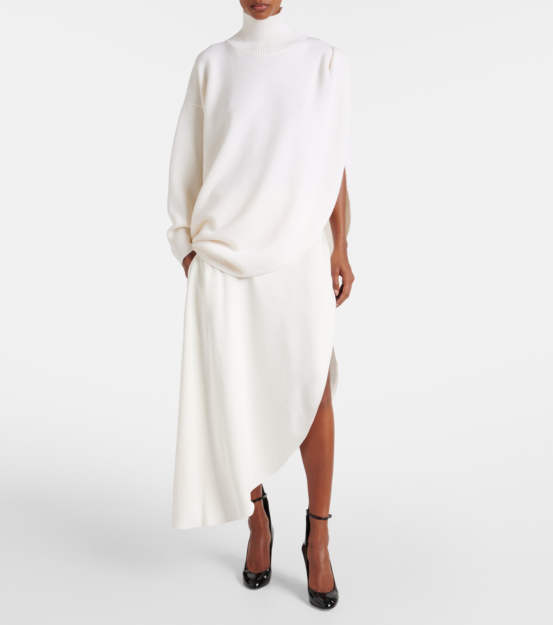 Alaïa Asymmetric caped wool sweater