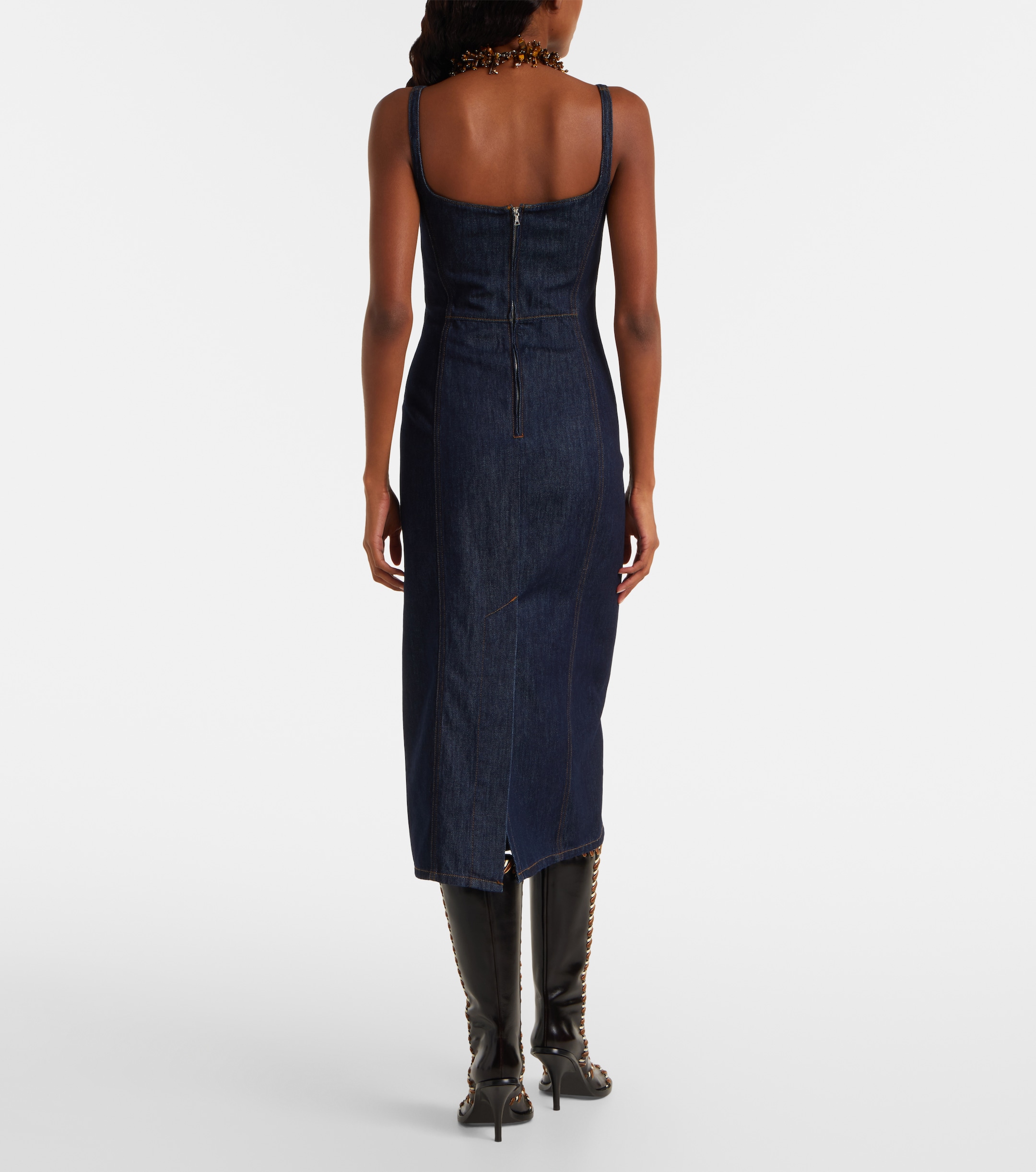 dries van noten denim dress Denim midi dress - dark denim