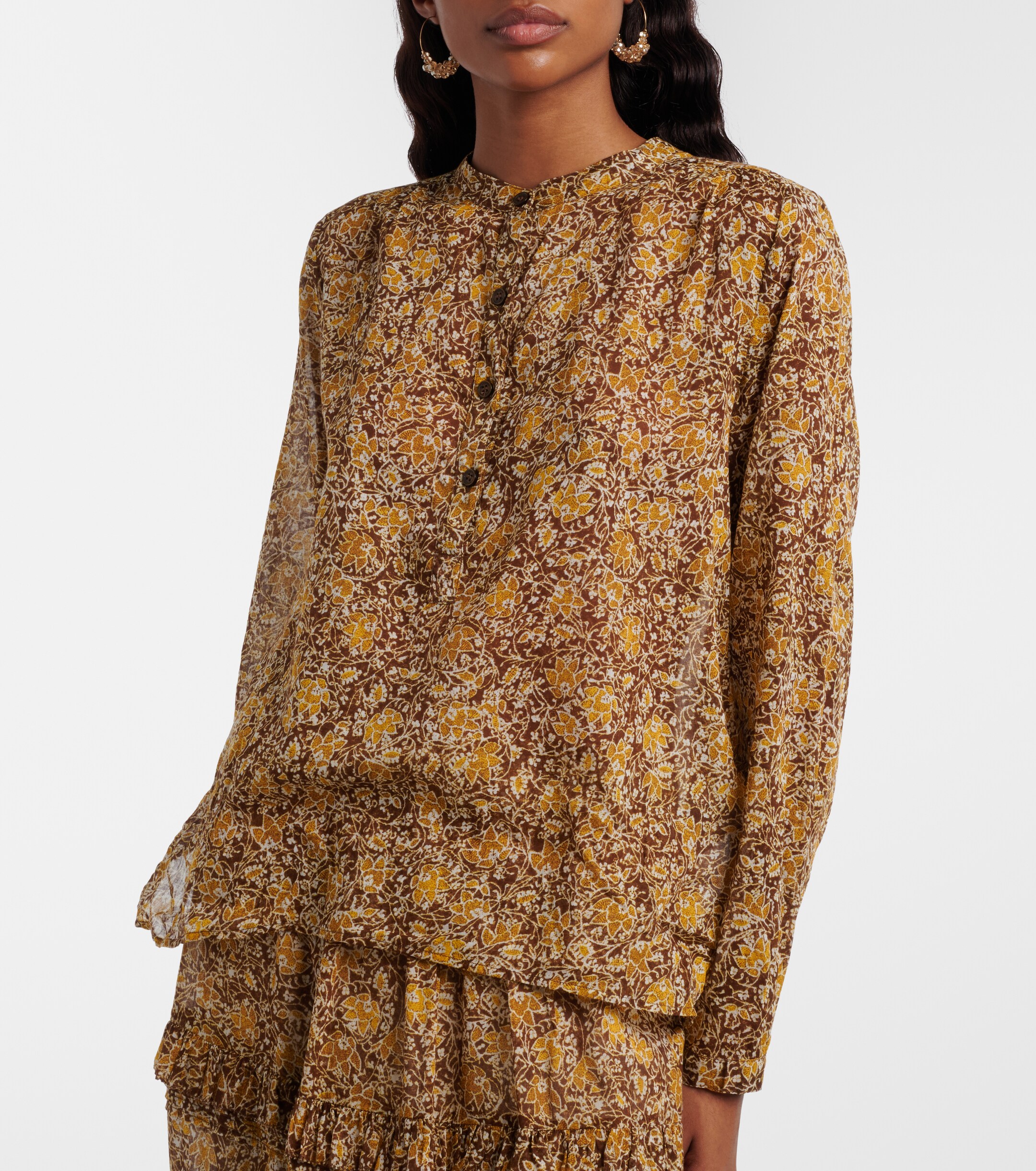 Marant Étoile Maria floral cotton voile blouse