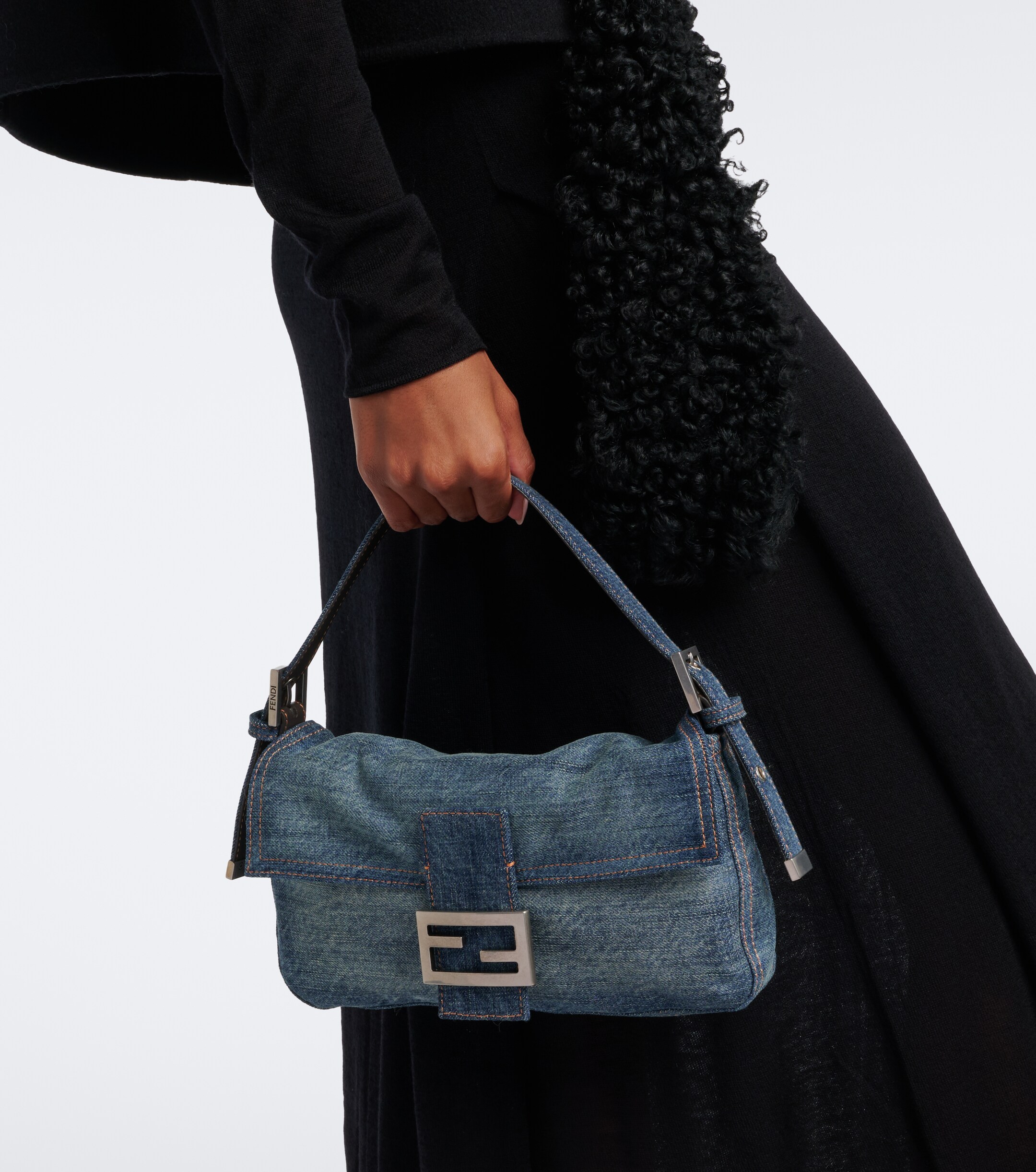 Fendi Baguette® 26424 Small denim shoulder bag