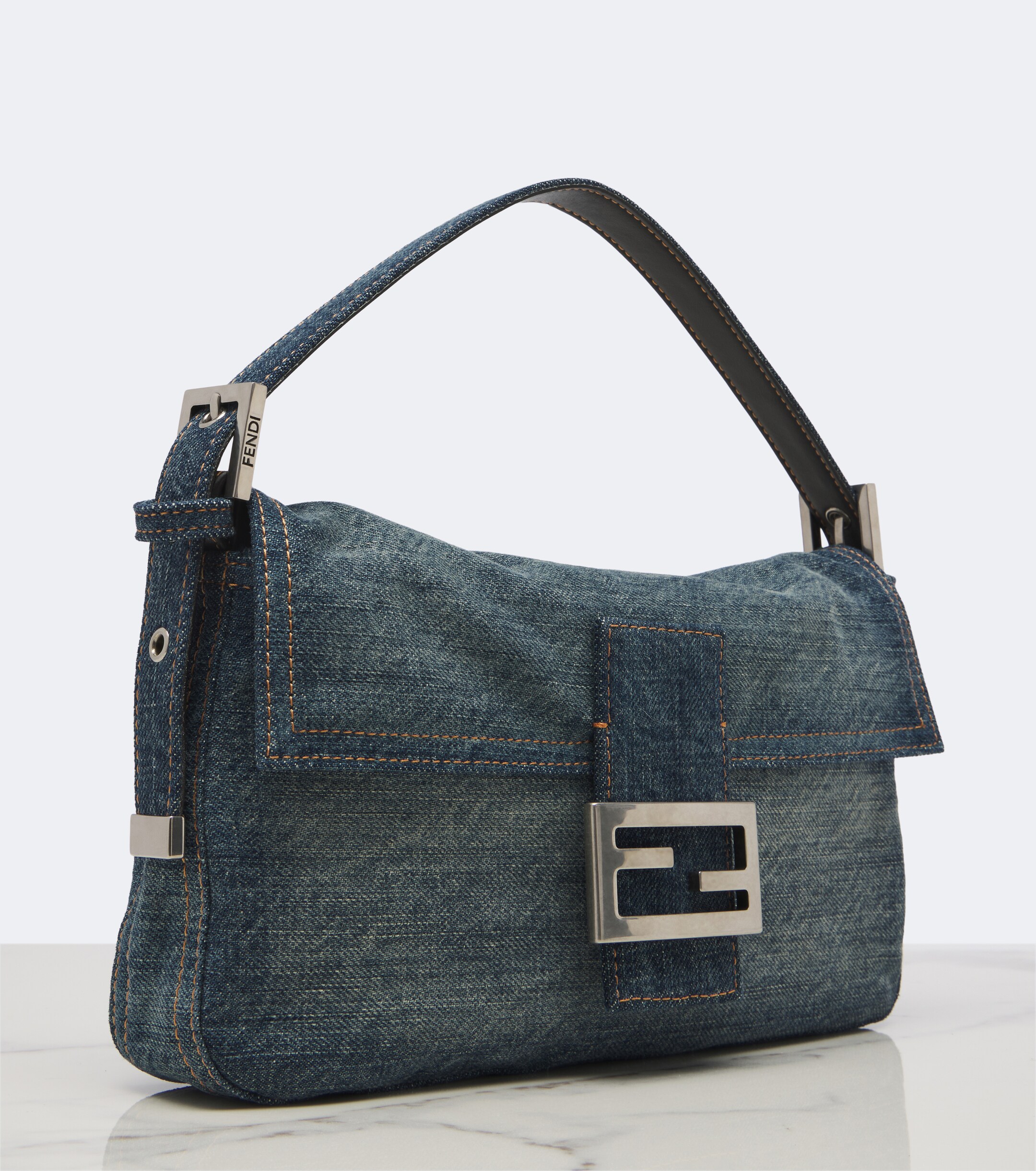 Fendi Baguette® 26424 Small denim shoulder bag