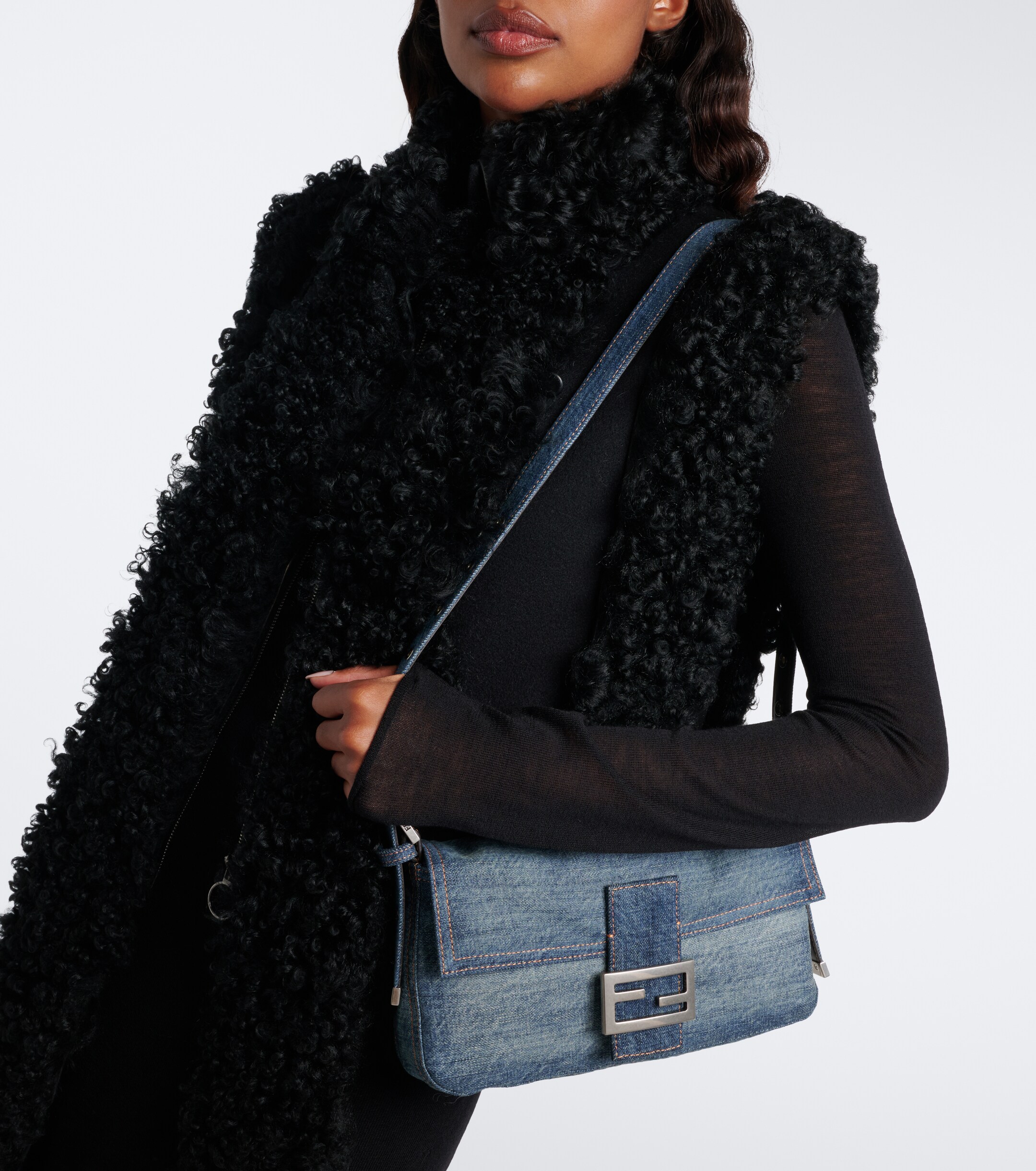 Fendi Baguette® 26424 Small denim shoulder bag