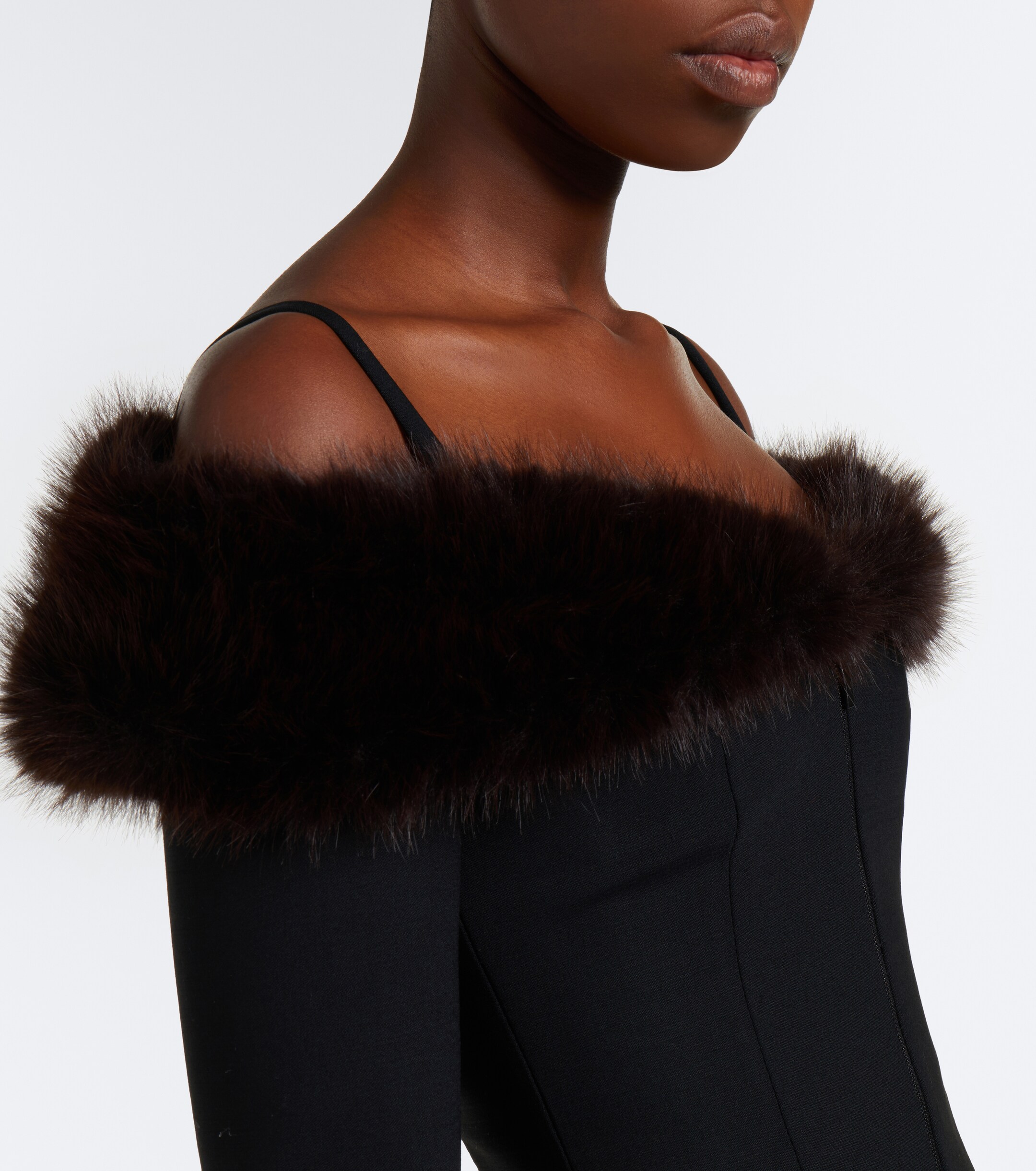 David Koma David Koma Off-shoulder wool-blend zip-up top