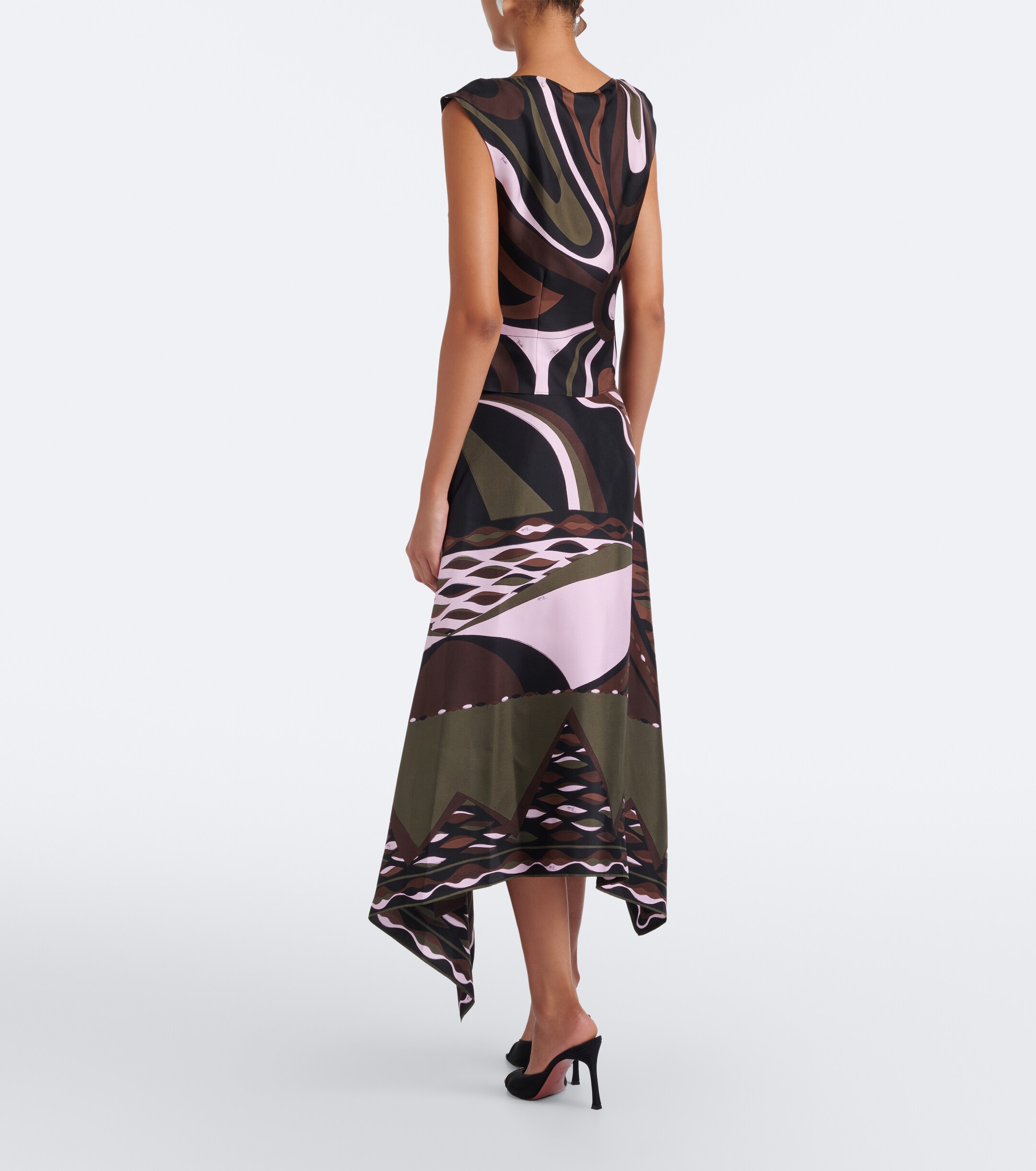 Pucci Pucci Dune asymmetric silk twill midi skirt