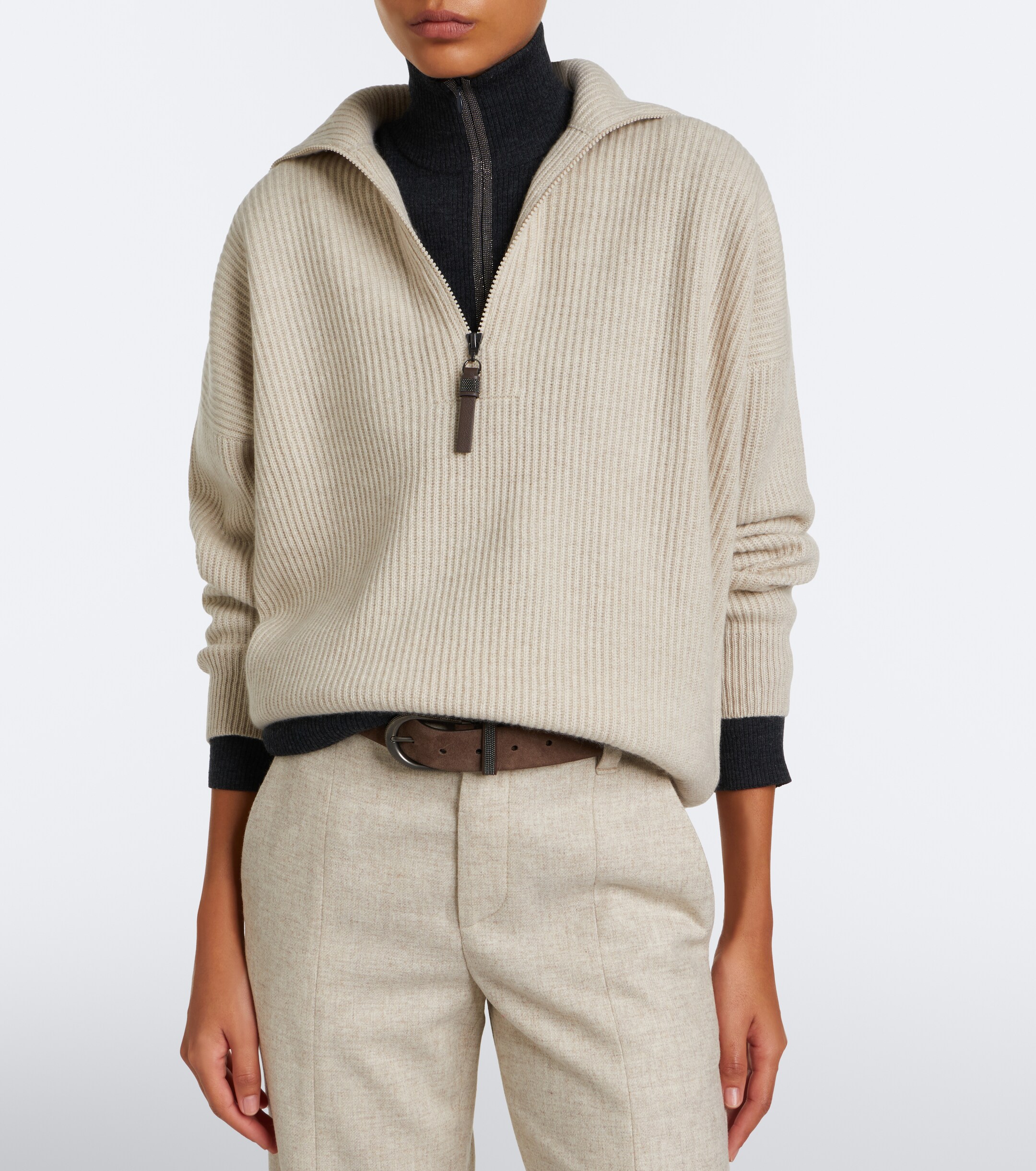 Brunello Cucinelli Brunello Cucinelli Monili cashmere half-zip sweater