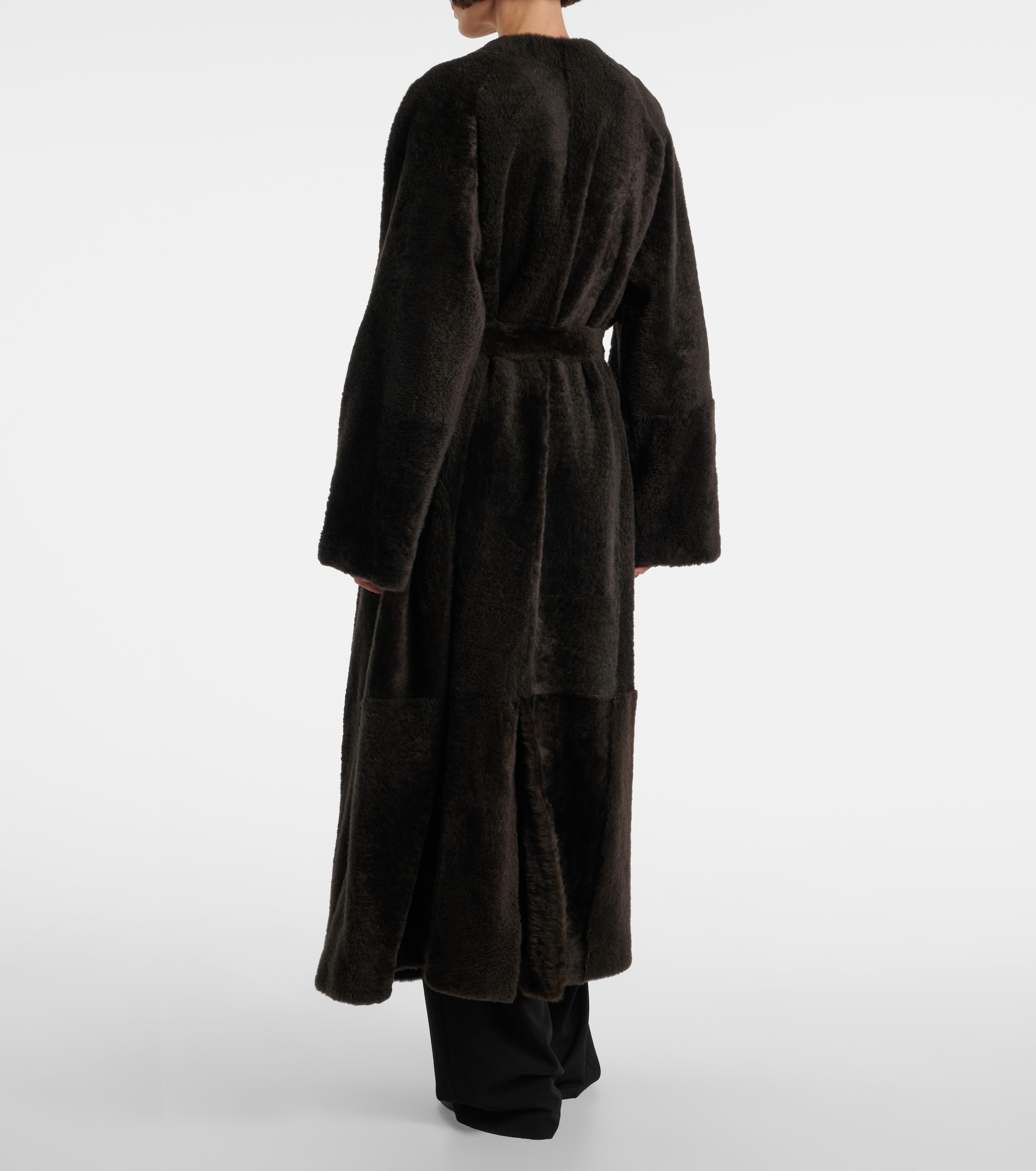 The Row Madelina belted shearling coat