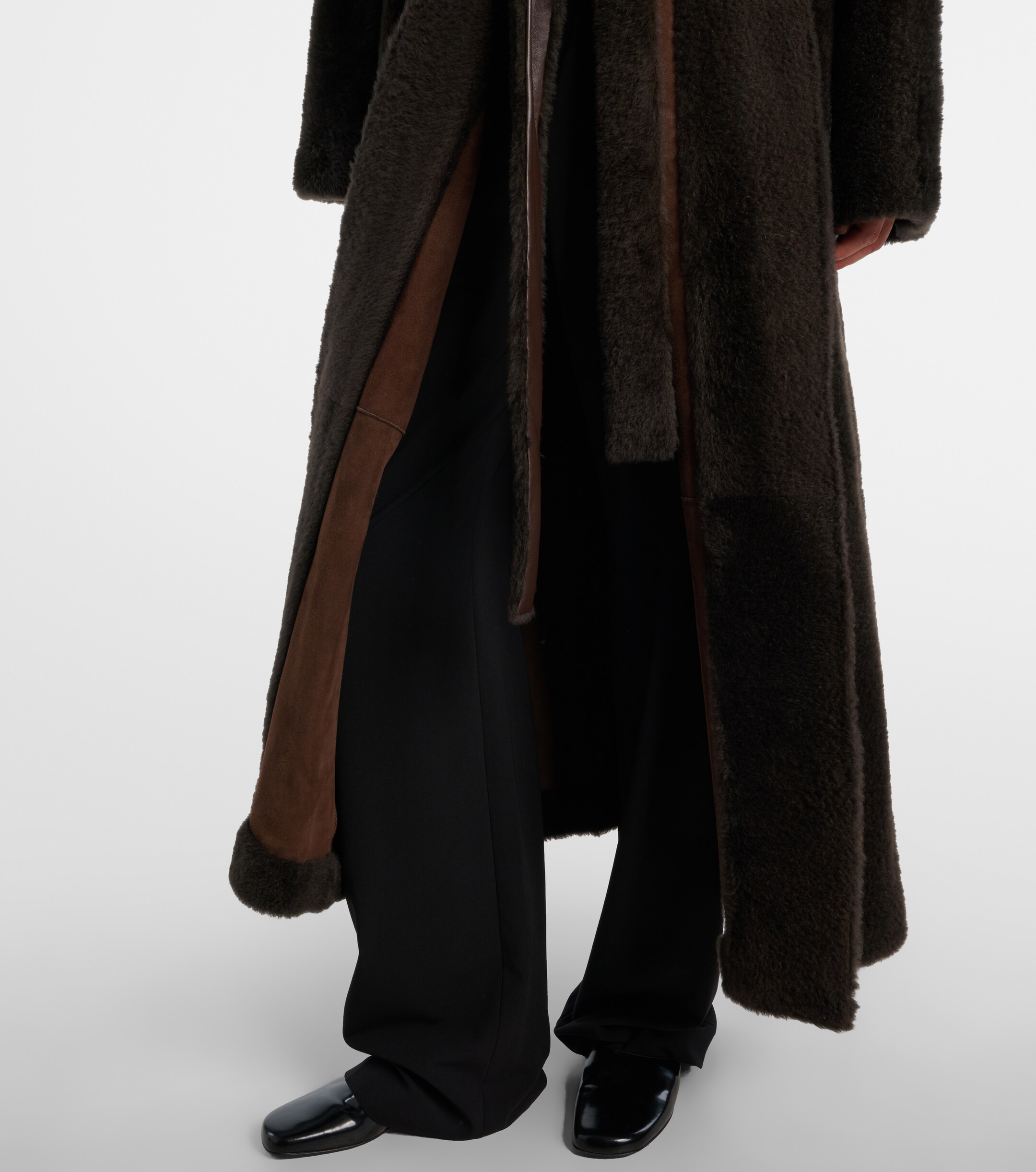 The Row Madelina belted shearling coat