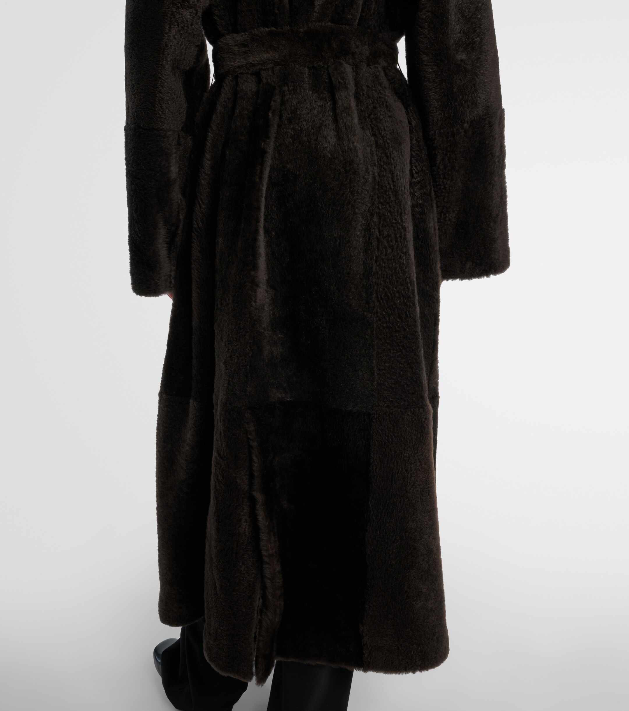 The Row Madelina belted shearling coat