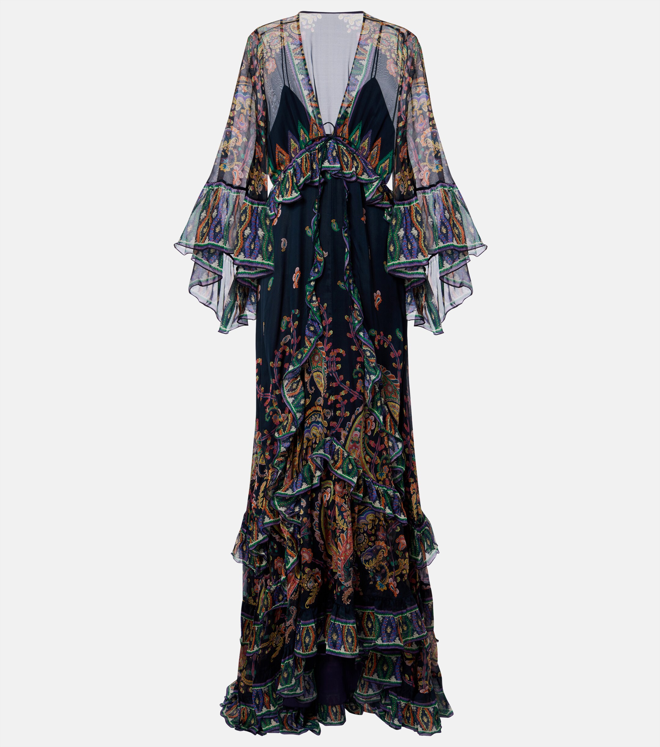Etro Paisley tiered silk chiffon gown