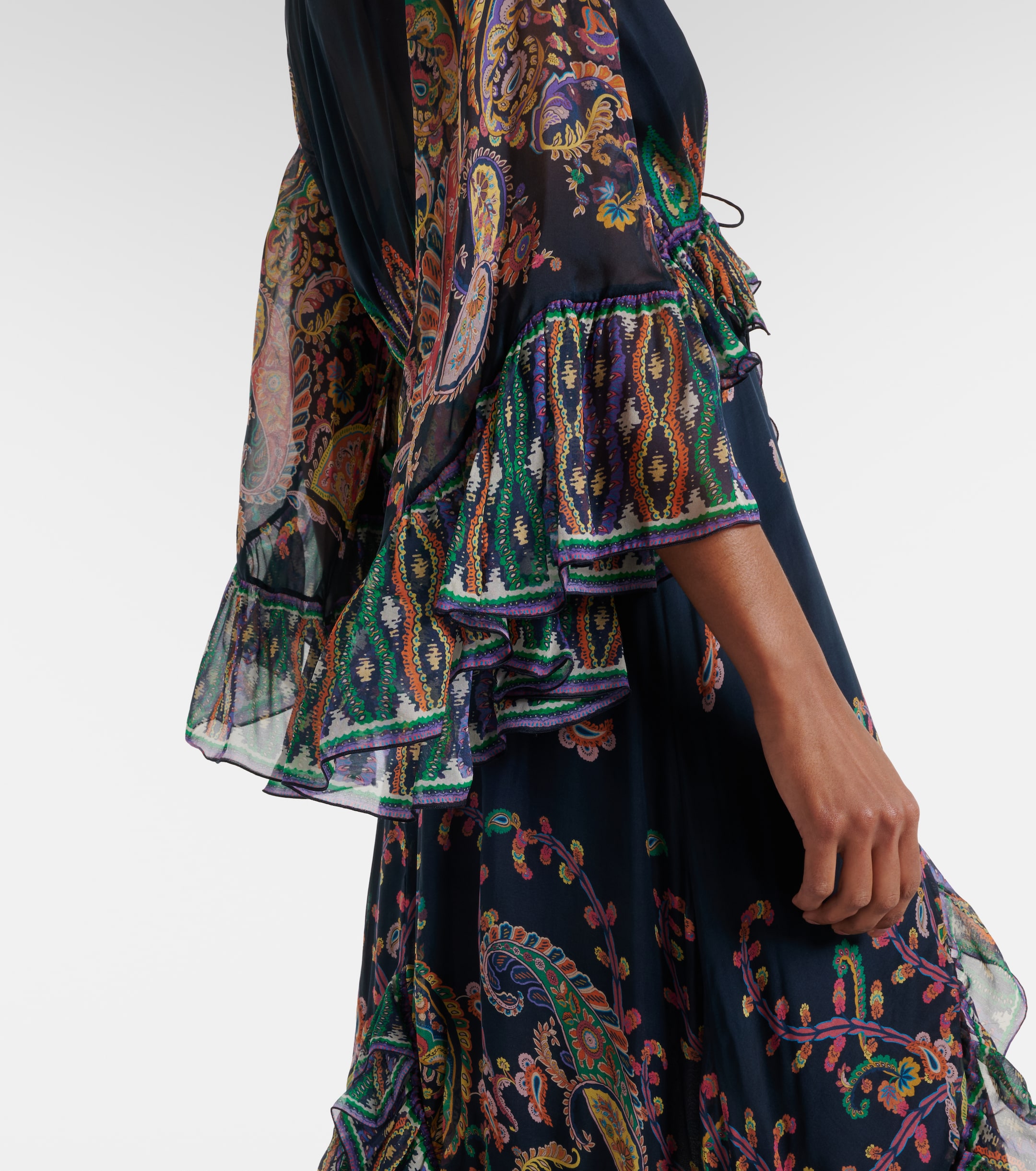 Etro Paisley tiered silk chiffon gown