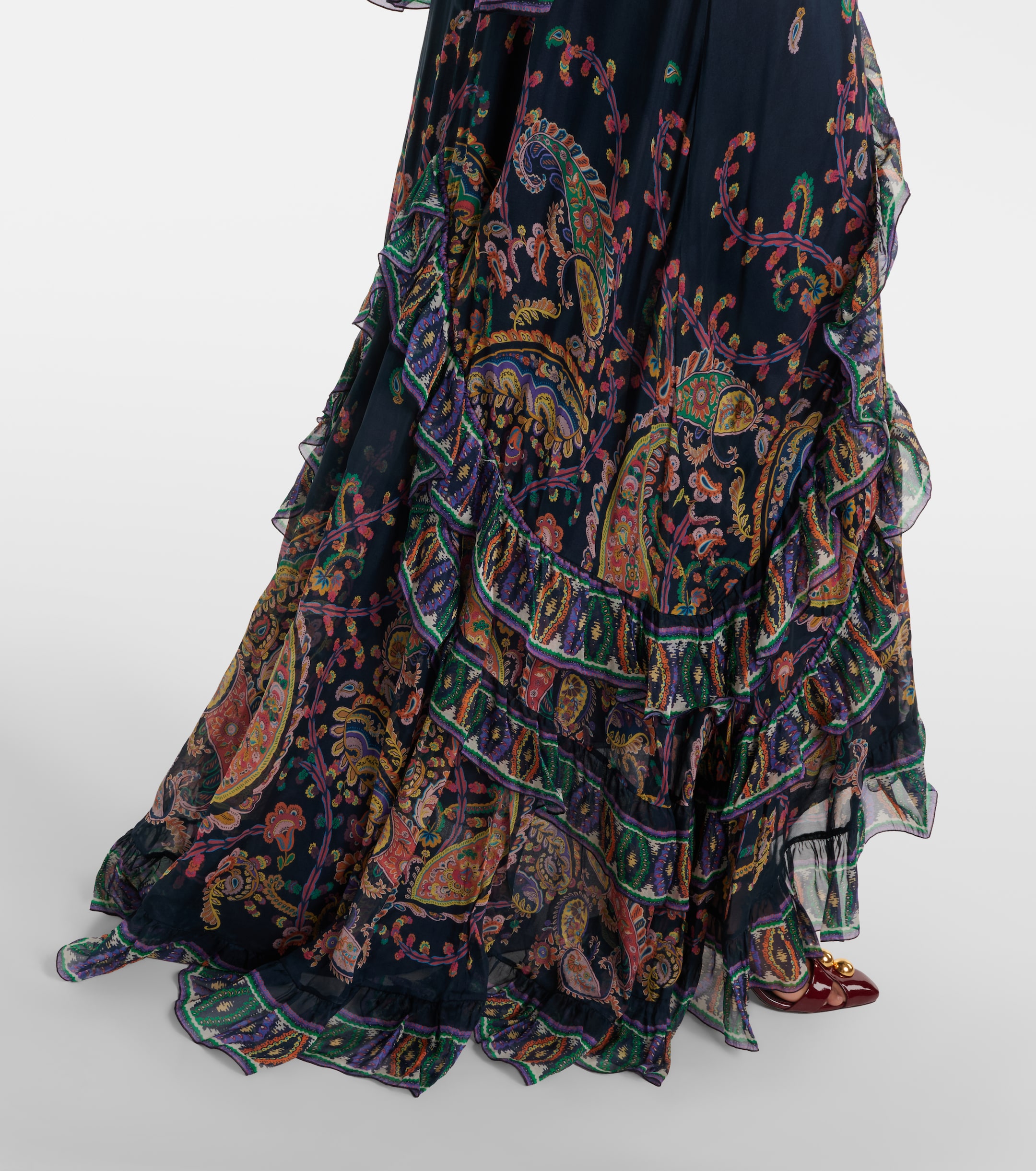 Etro Paisley tiered silk chiffon gown
