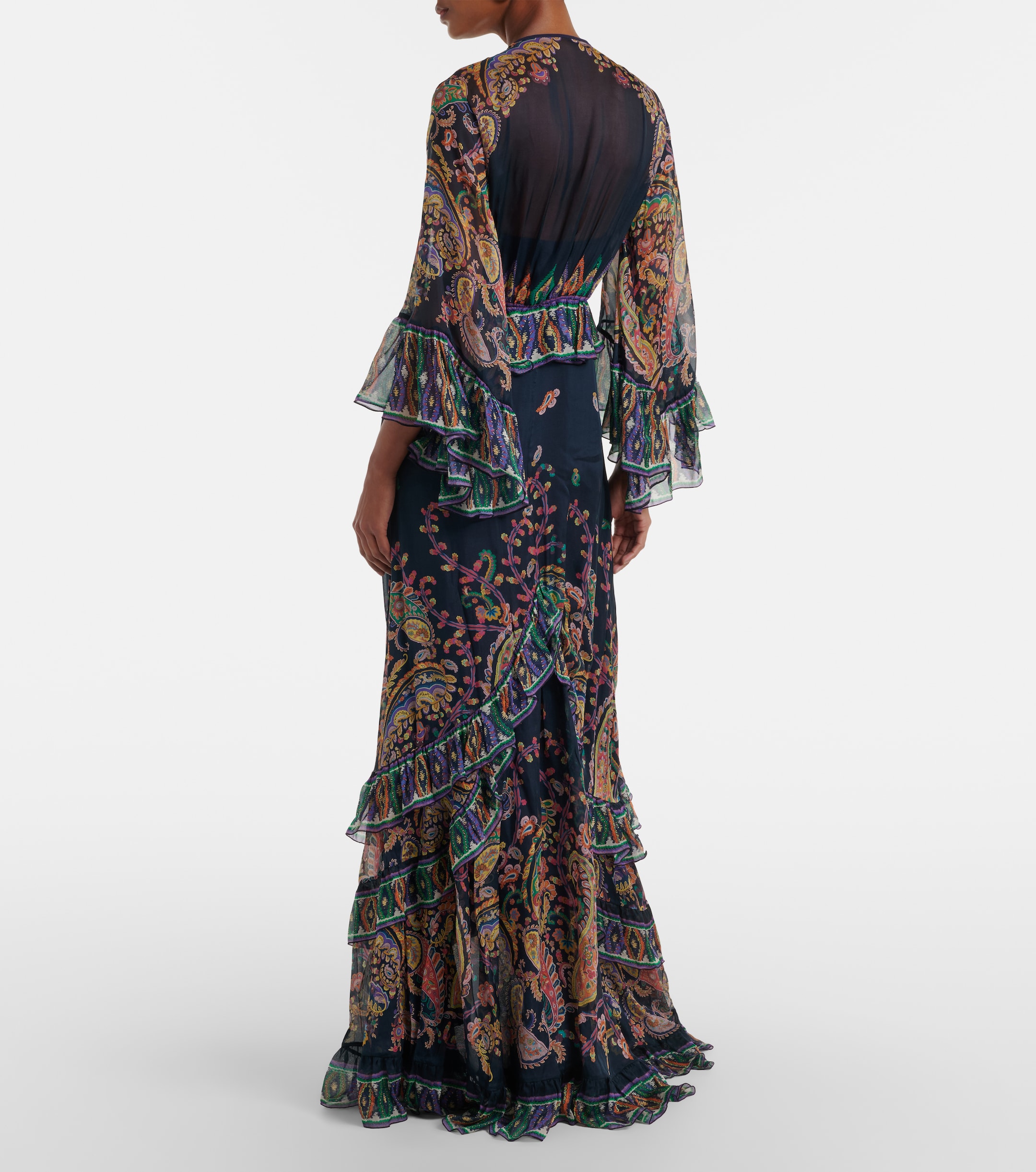 Etro Paisley tiered silk chiffon gown