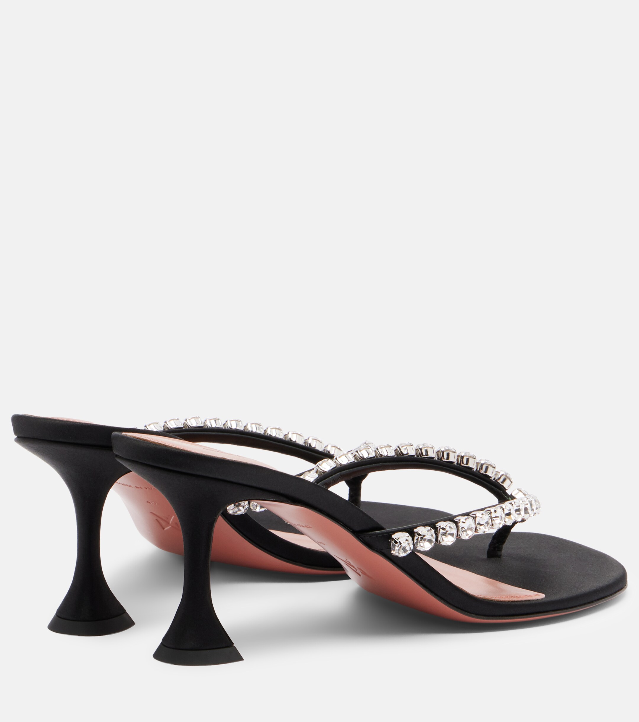AMINA MUADDI Amina Muaddi Gigi embellished satin thong sandals