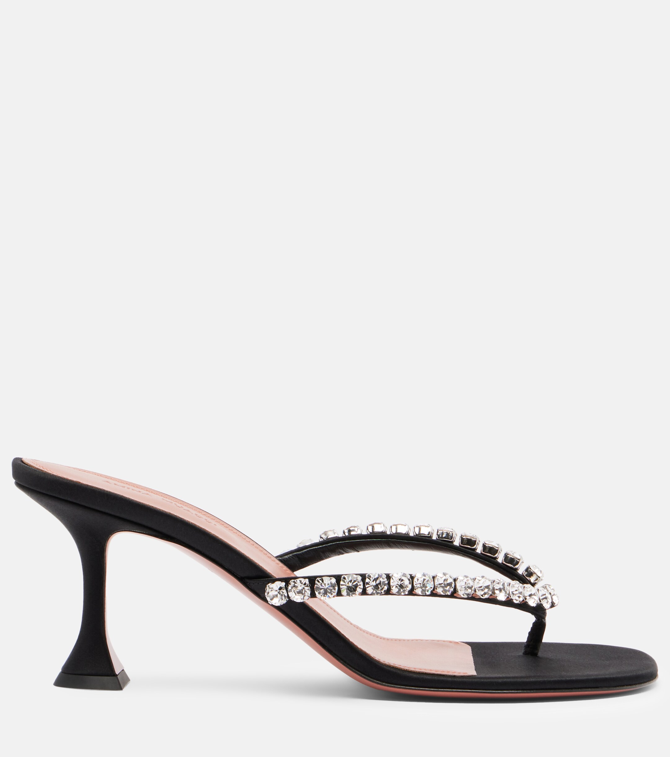 AMINA MUADDI Amina Muaddi Gigi embellished satin thong sandals