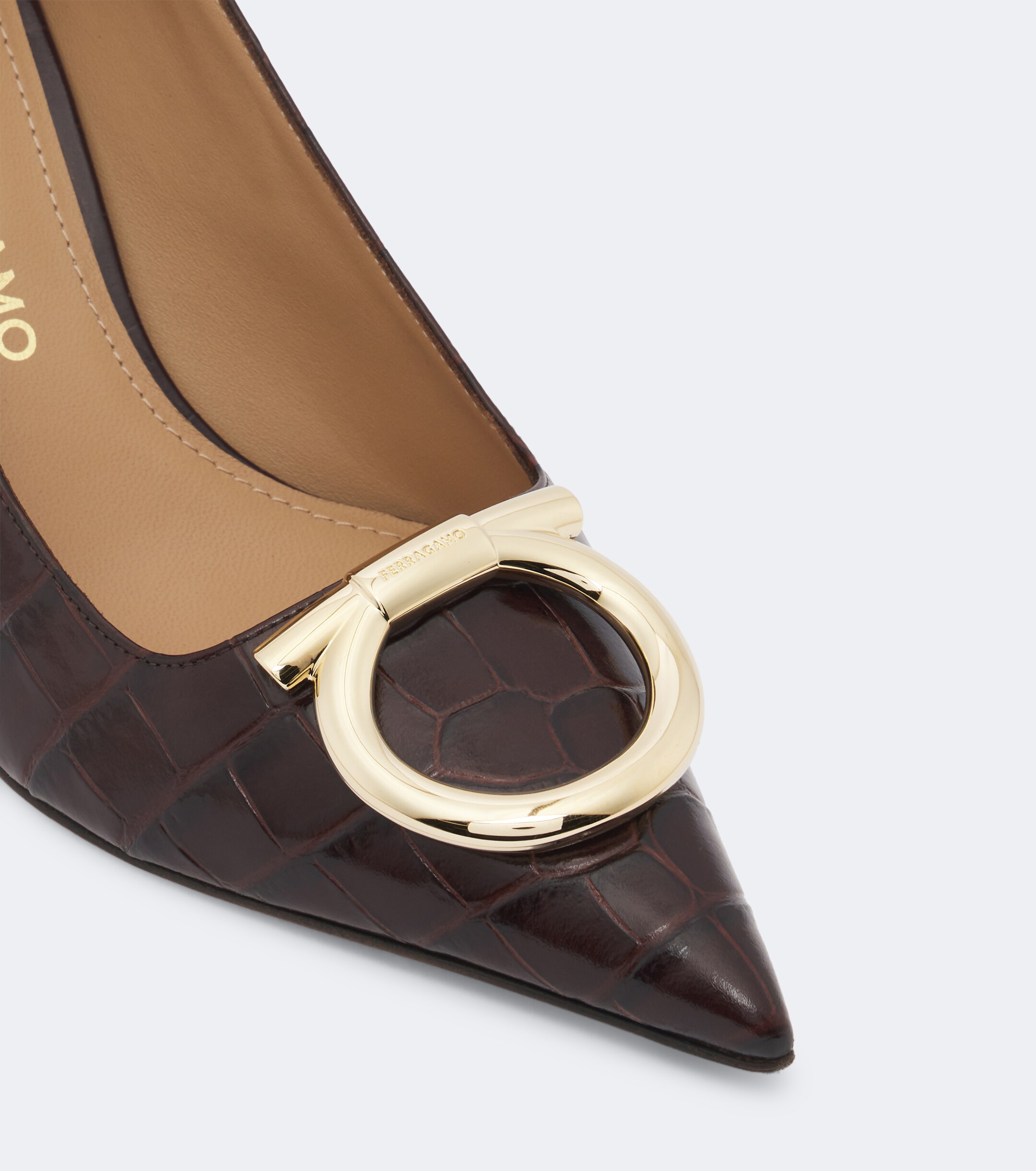 Ferragamo Ferragamo Lara Gancini croc-effect leather pumps