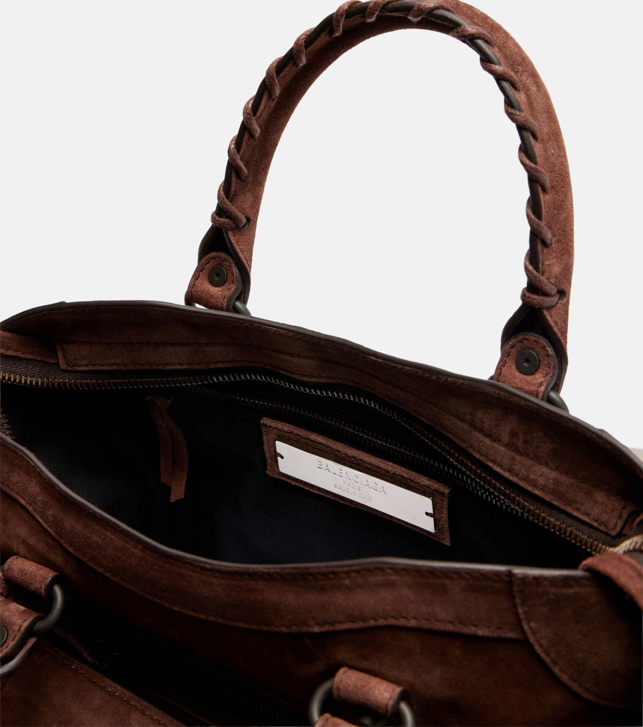 Balenciaga Le City Small suede top-handle bag