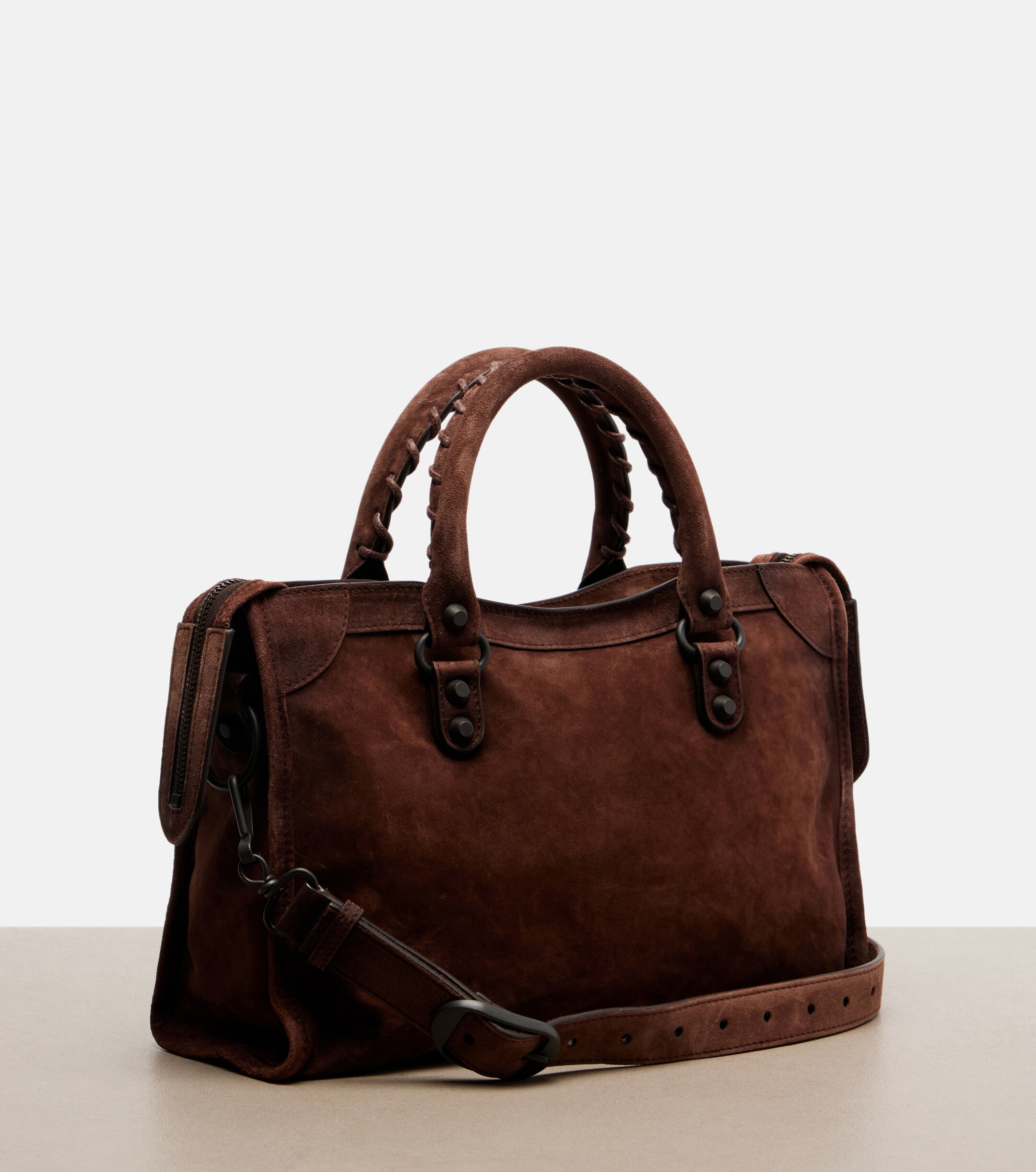 Balenciaga Le City Small suede top-handle bag