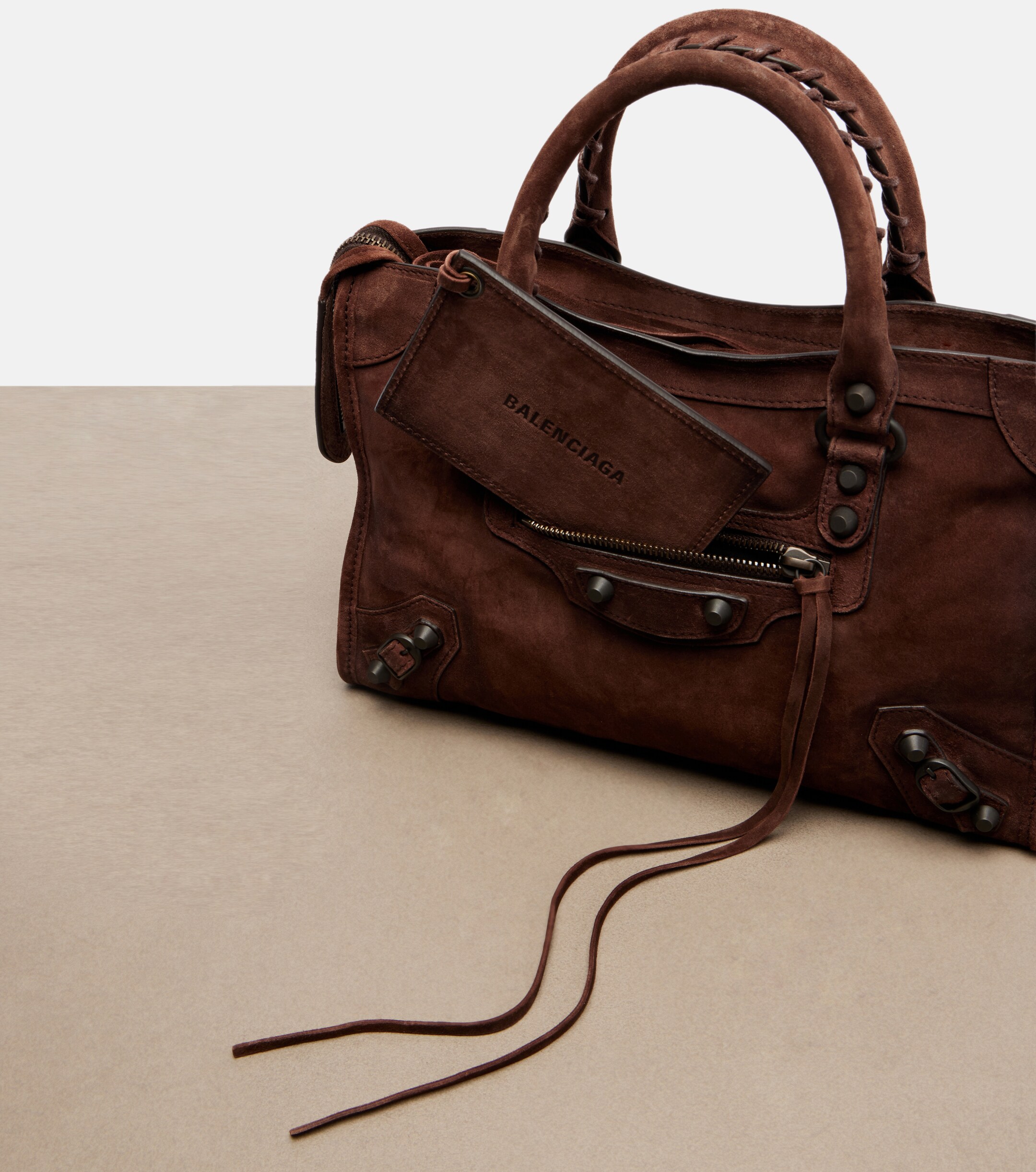 Balenciaga Le City Small suede top-handle bag