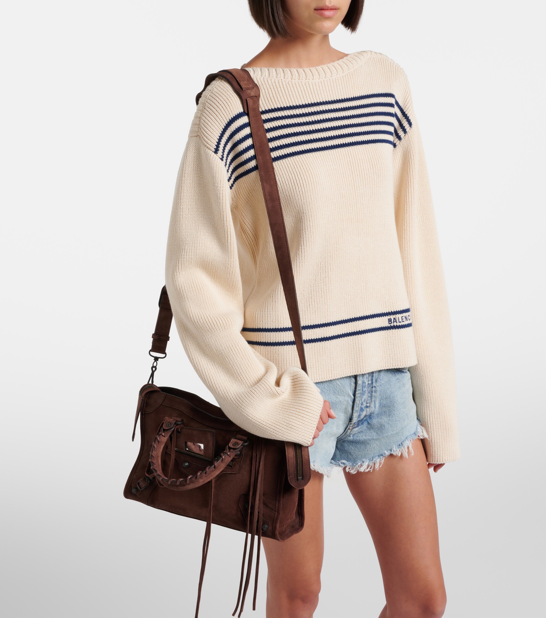 Balenciaga Le City Small suede top-handle bag