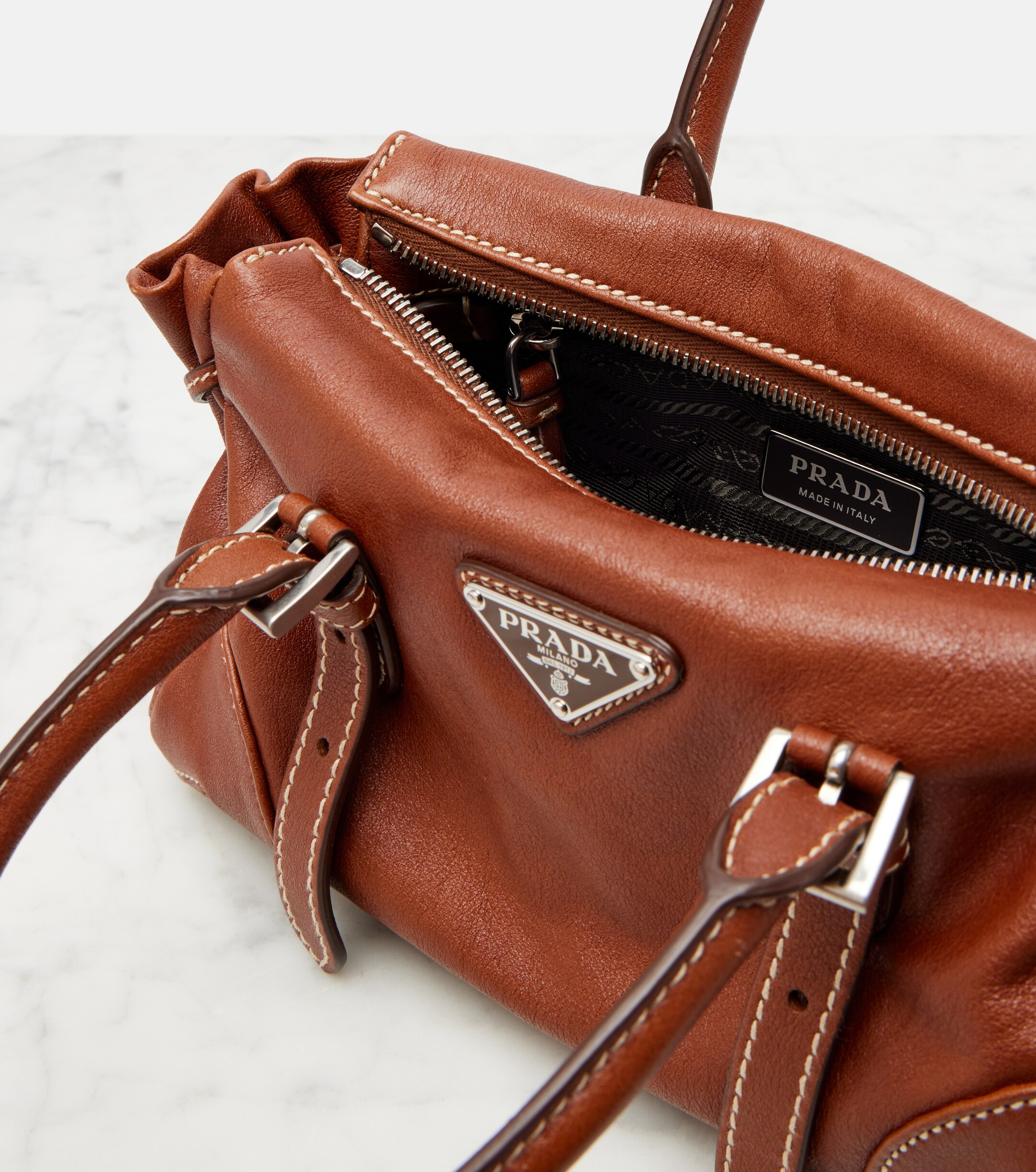 Prada Prada Bonnie Small leather top-handle bag
