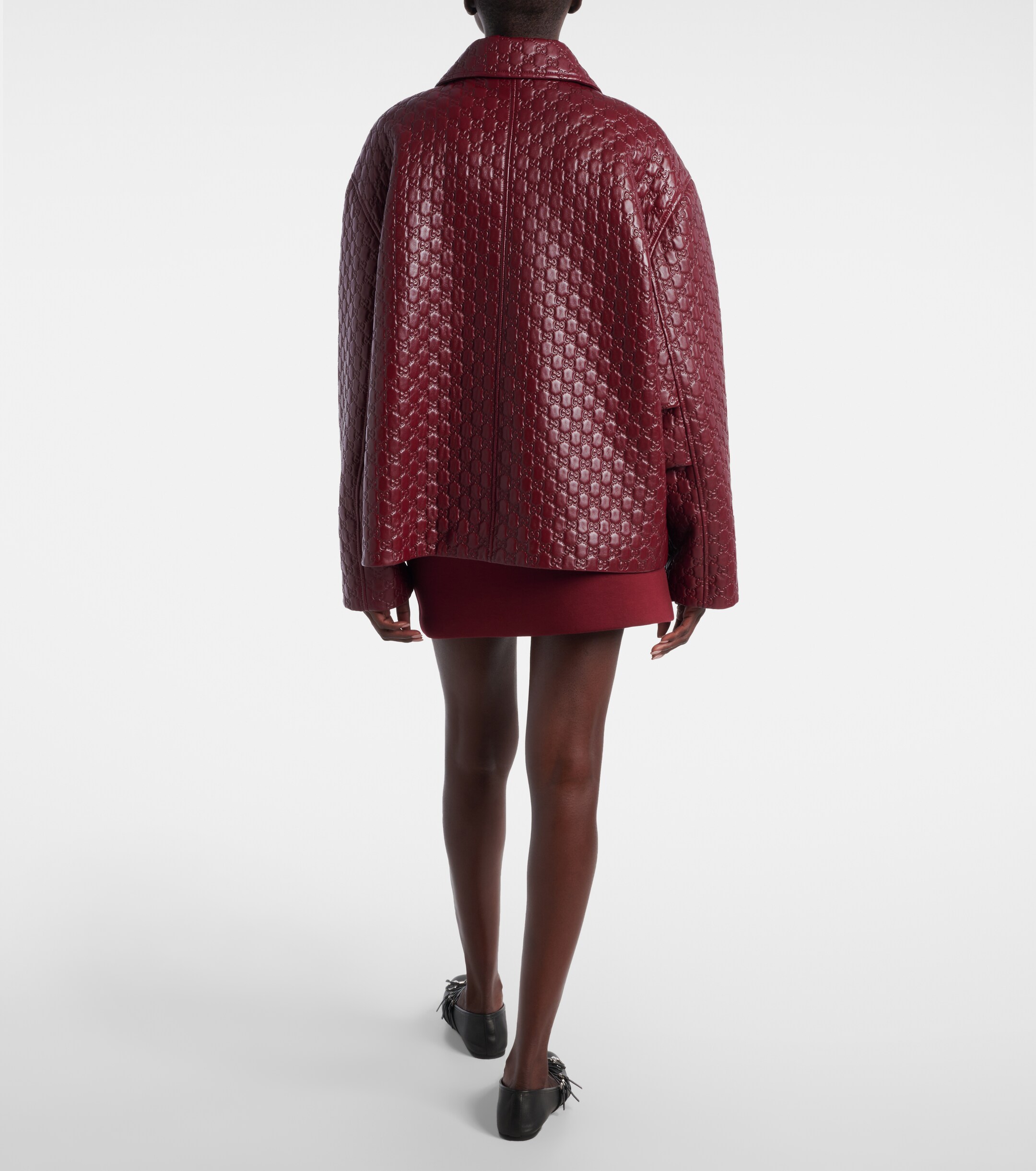 Gucci GG debossed leather jacket