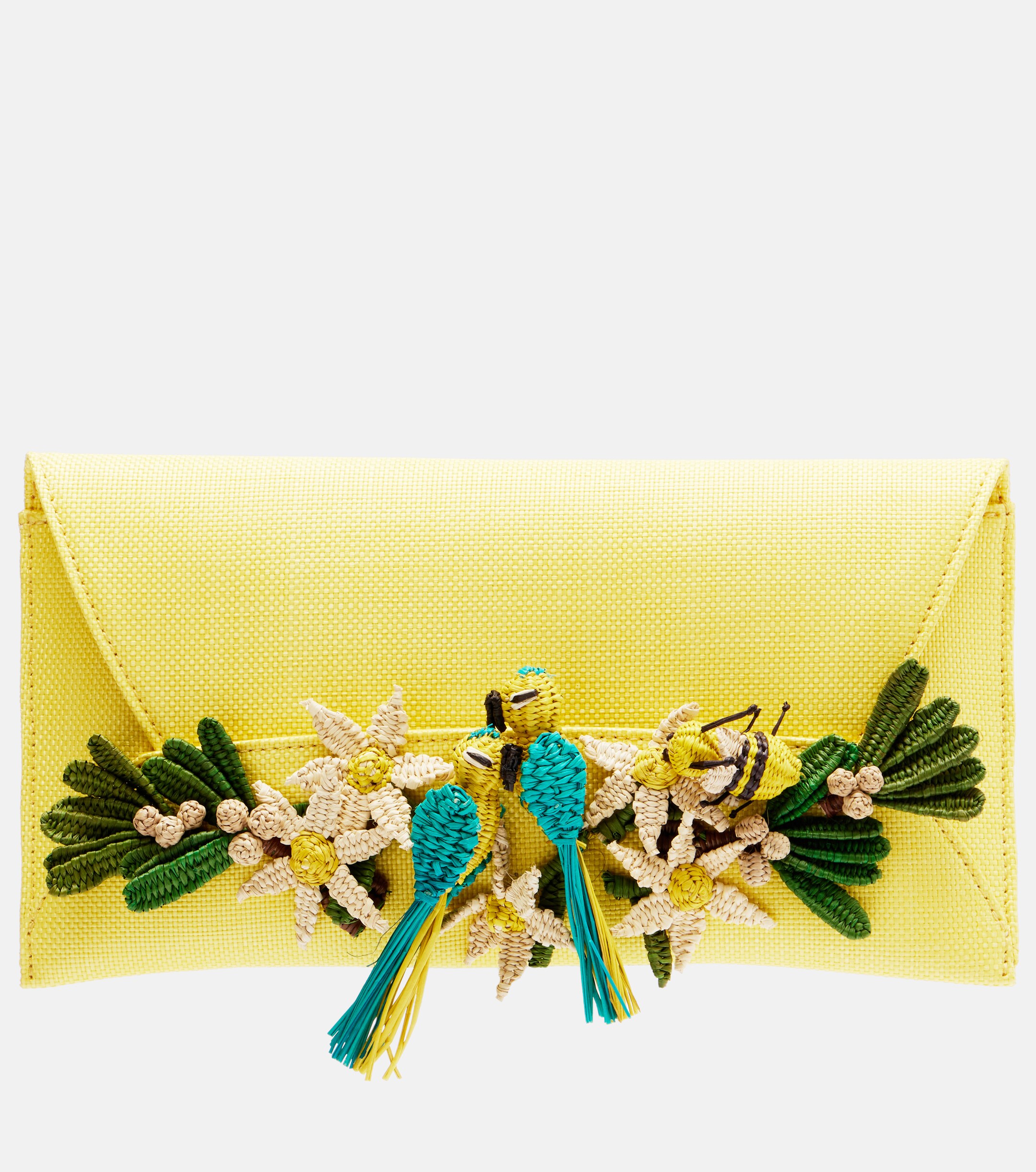 AQUAZZURA Birdsong Small raffia clutch