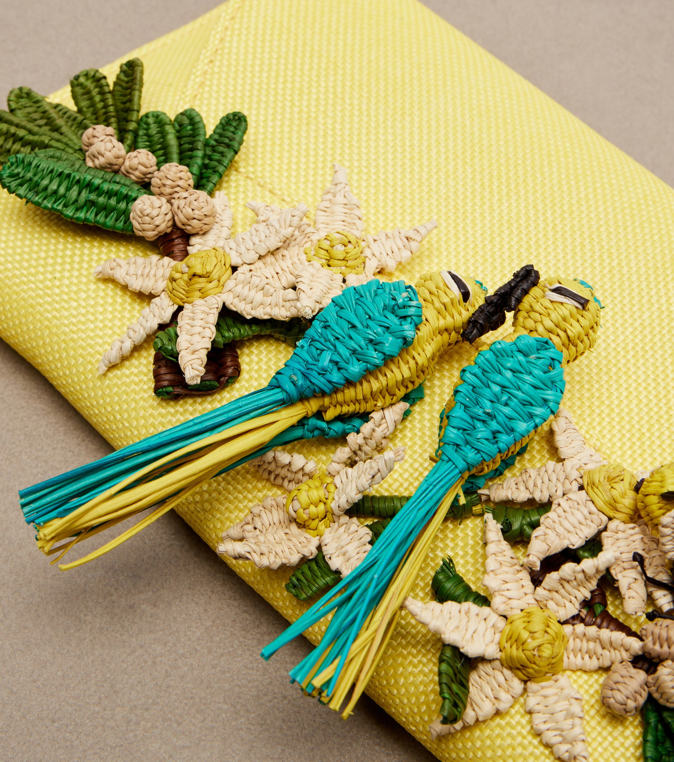 AQUAZZURA Birdsong Small raffia clutch
