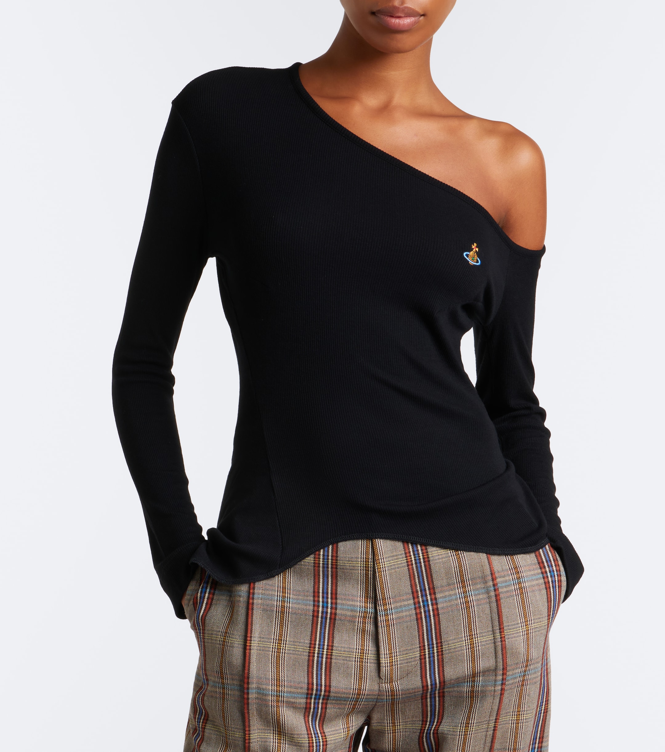 Vivienne Westwood Vivienne Westwood Orb ribbed-knit one-shoulder top