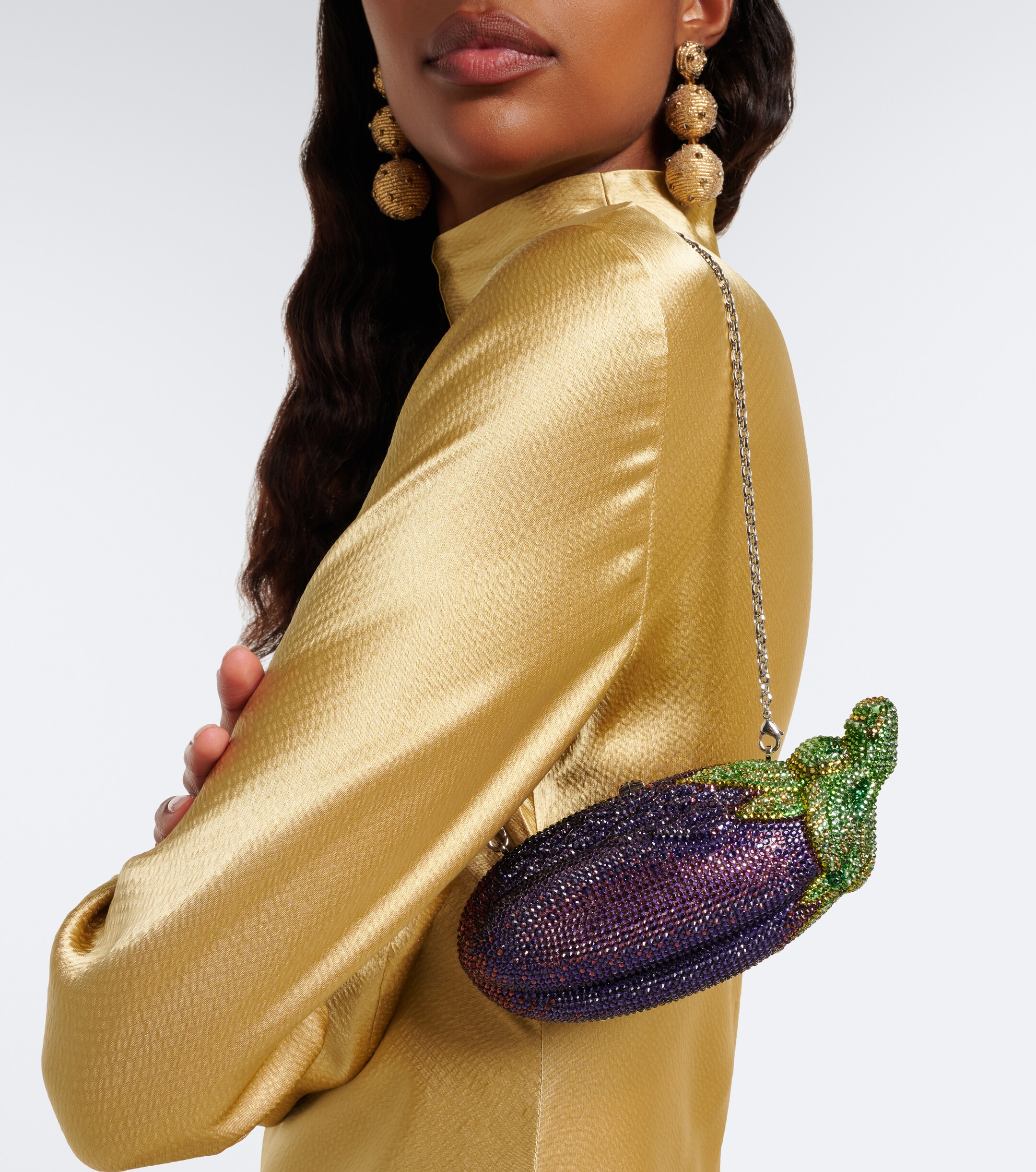 Judith Leiber Couture Judith Leiber Couture Eggplant crystal-embellished clutch