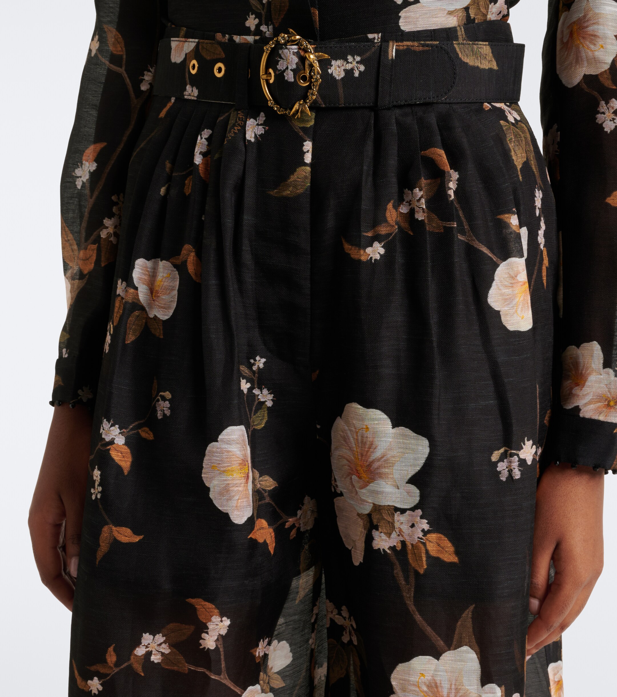 Zimmermann Zimmermann Ascent floral linen and silk wide-leg pants