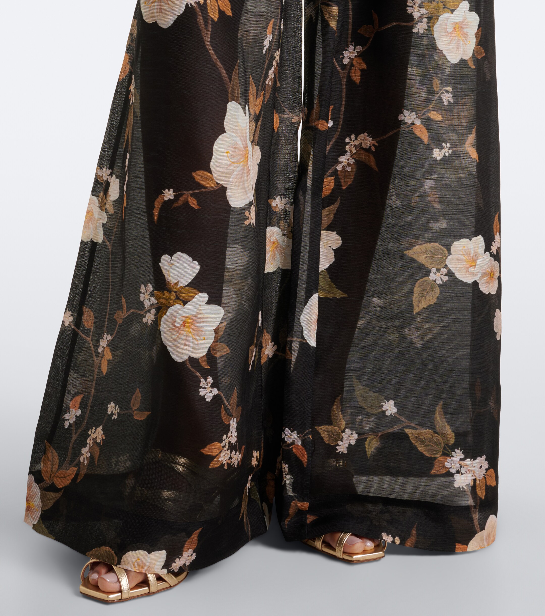 Zimmermann Zimmermann Ascent floral linen and silk wide-leg pants