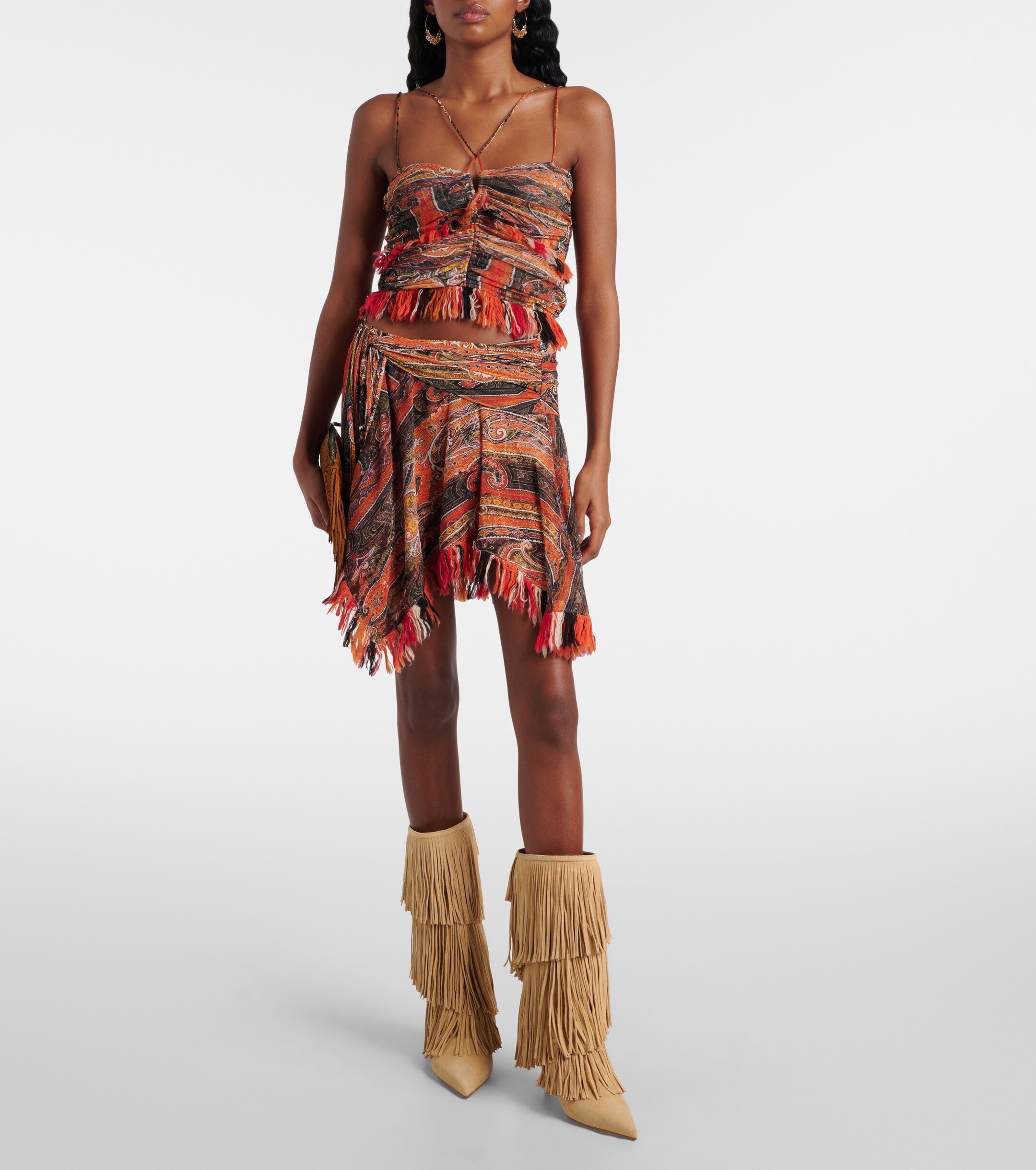 Paris Texas Jessie 75 fringed suede boots