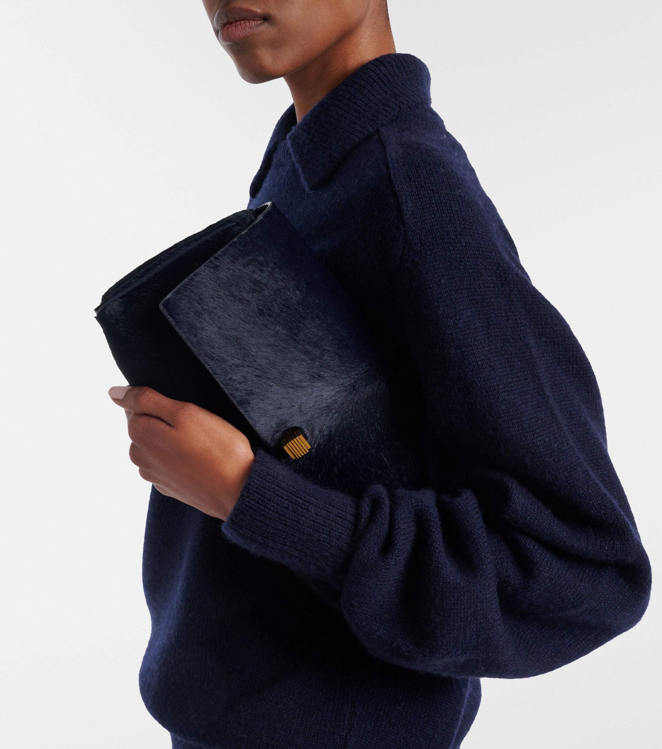 KHAITE Audrey calf hair clutch