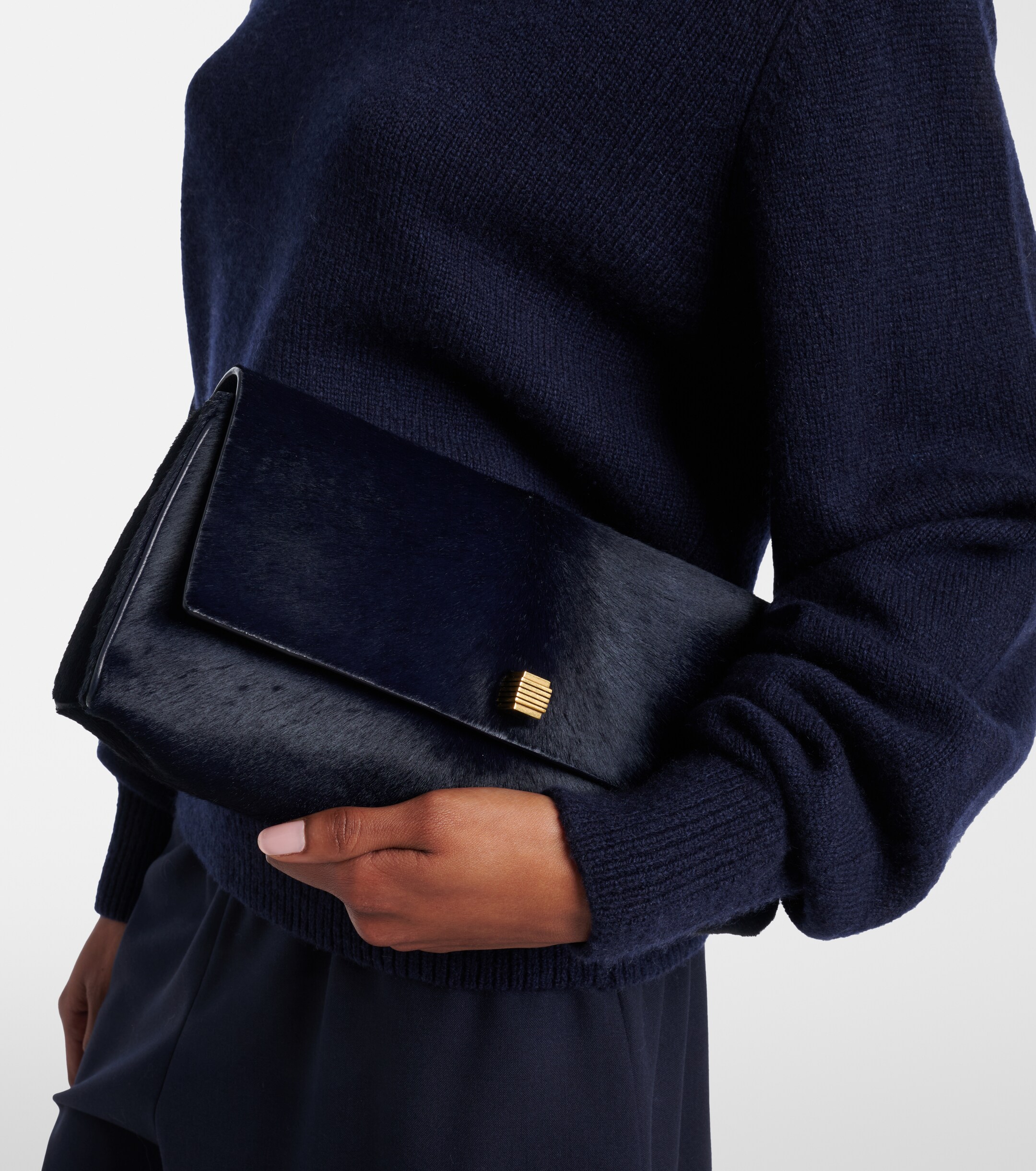 KHAITE Audrey calf hair clutch