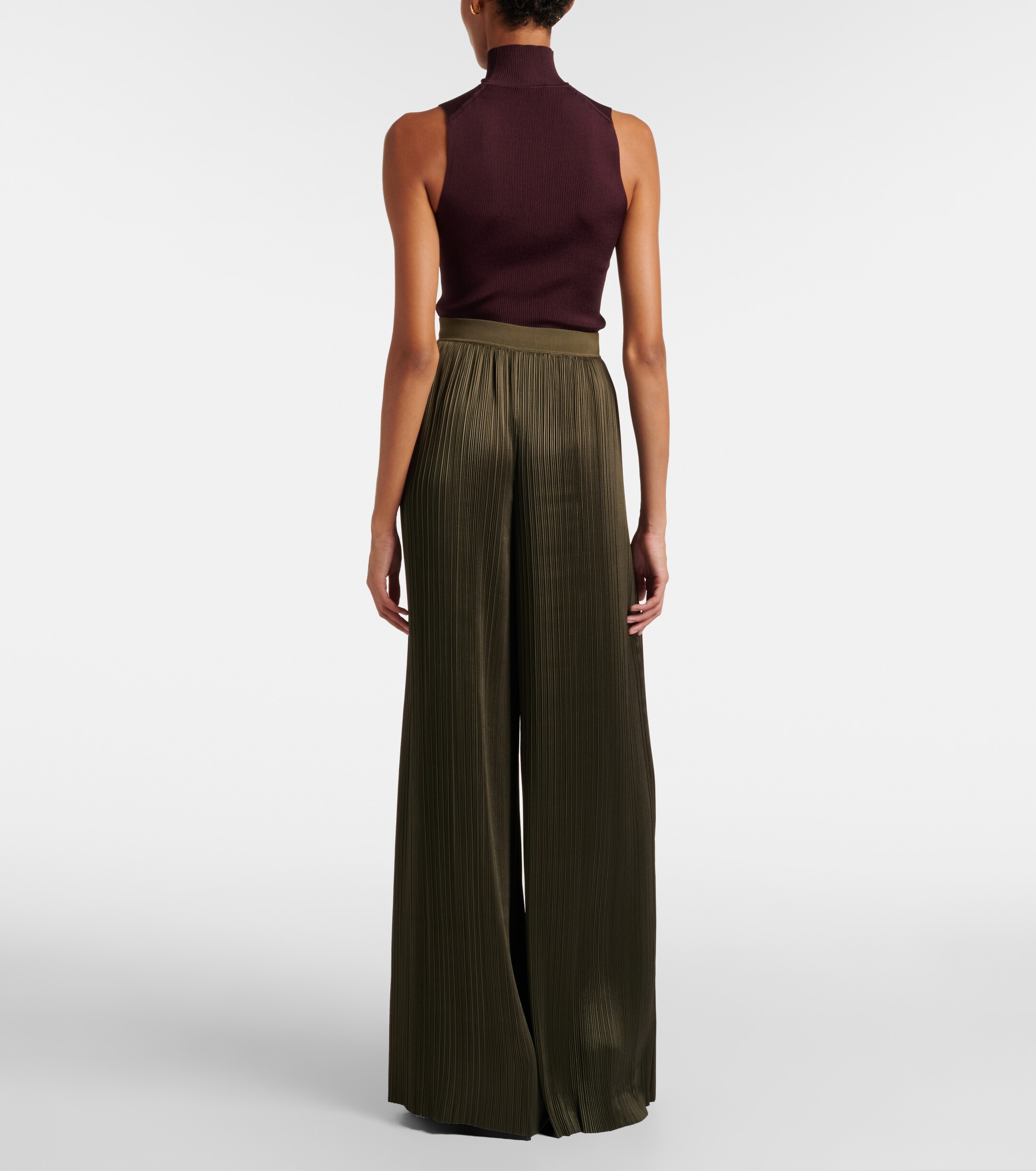 JOSEPH Joseph Amber plissé satin wide-leg pants